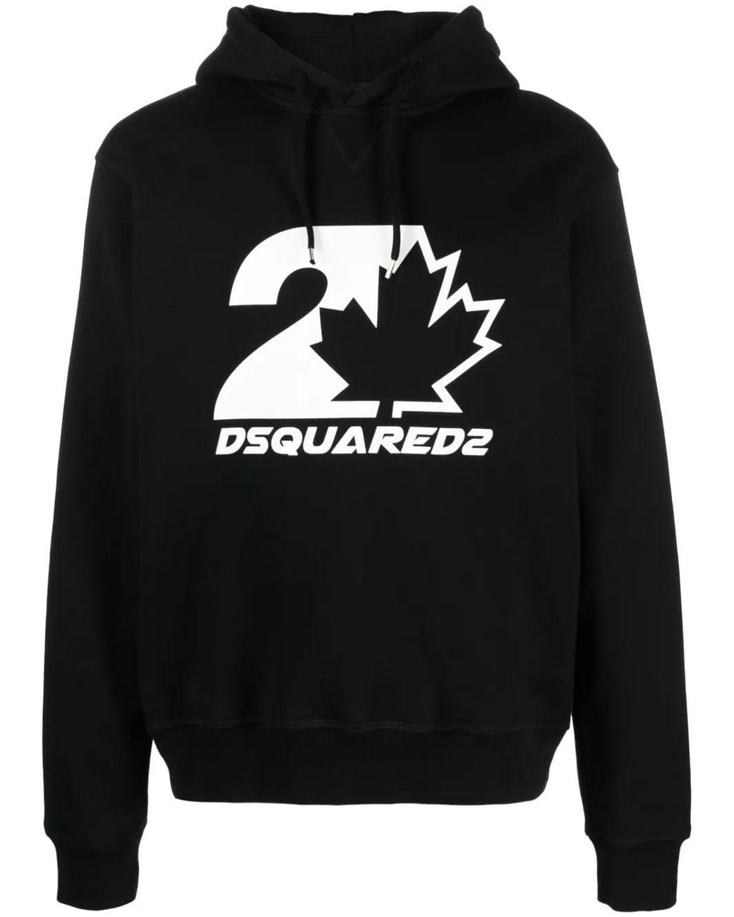 DSquared² Black Drawstring Cotton Hoodie for men