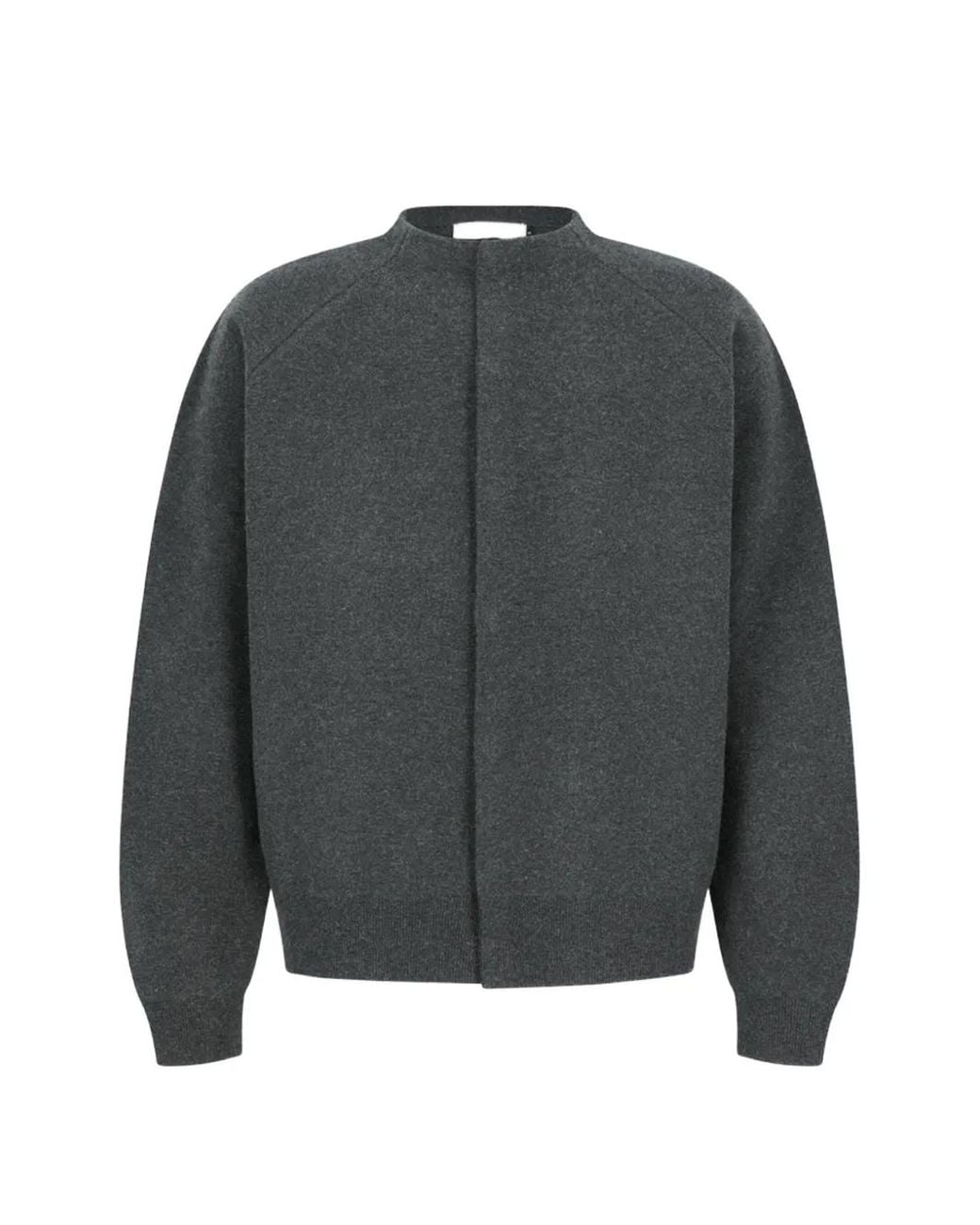 Amomento Gray Rounded-Sleeve Cardigan for men