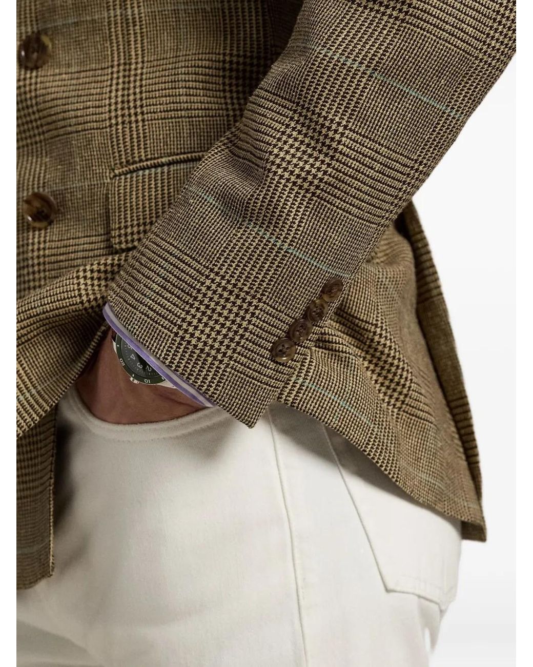 Polo Ralph Lauren Green Double-Breasted Checked-Pattern Blazer for men