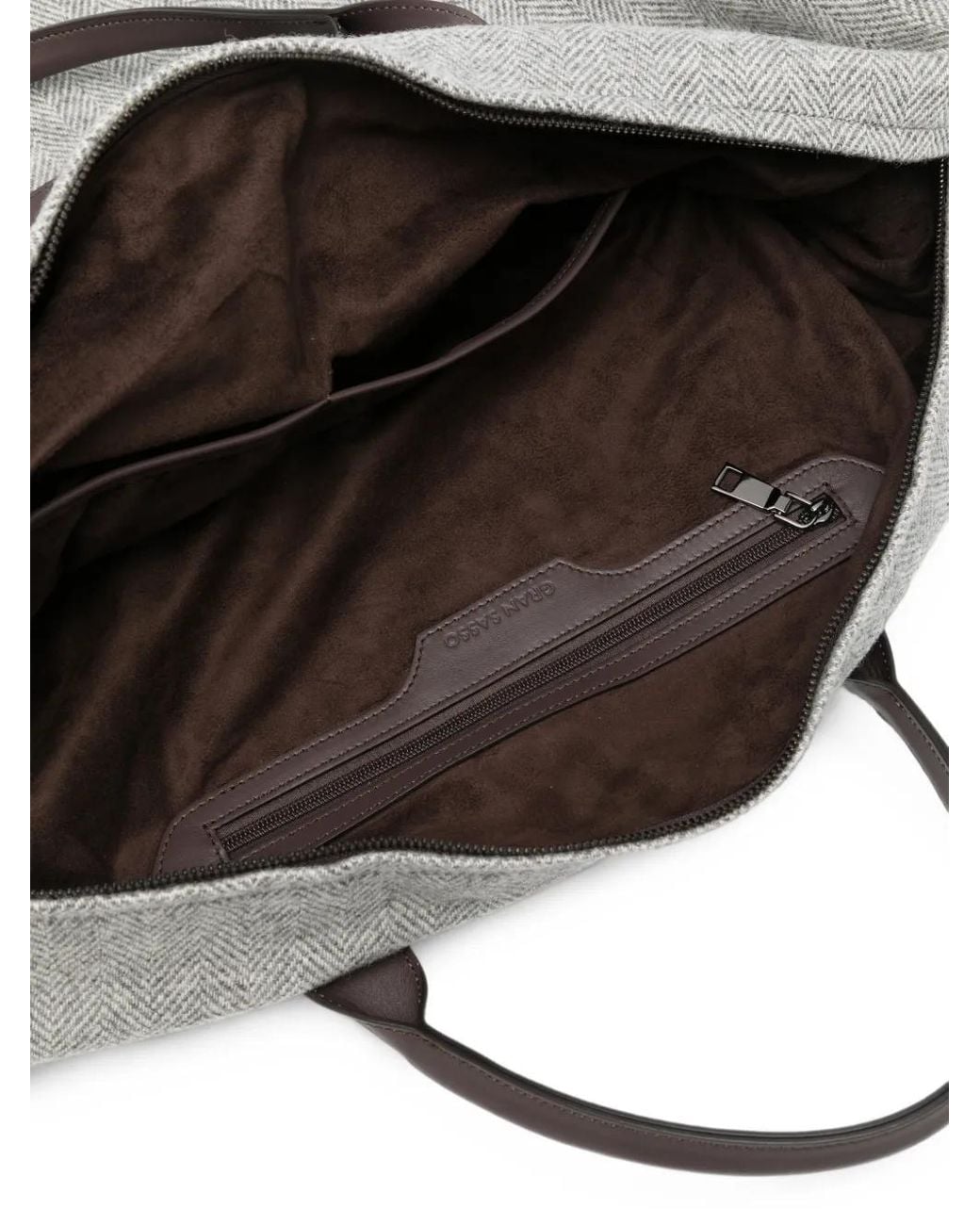Gran Sasso Gray Herringbone-Pattern Wool Tote Bag for men