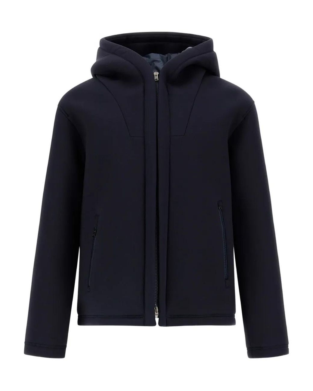 Herno Blue Hooded Zip-Front Jacket for men