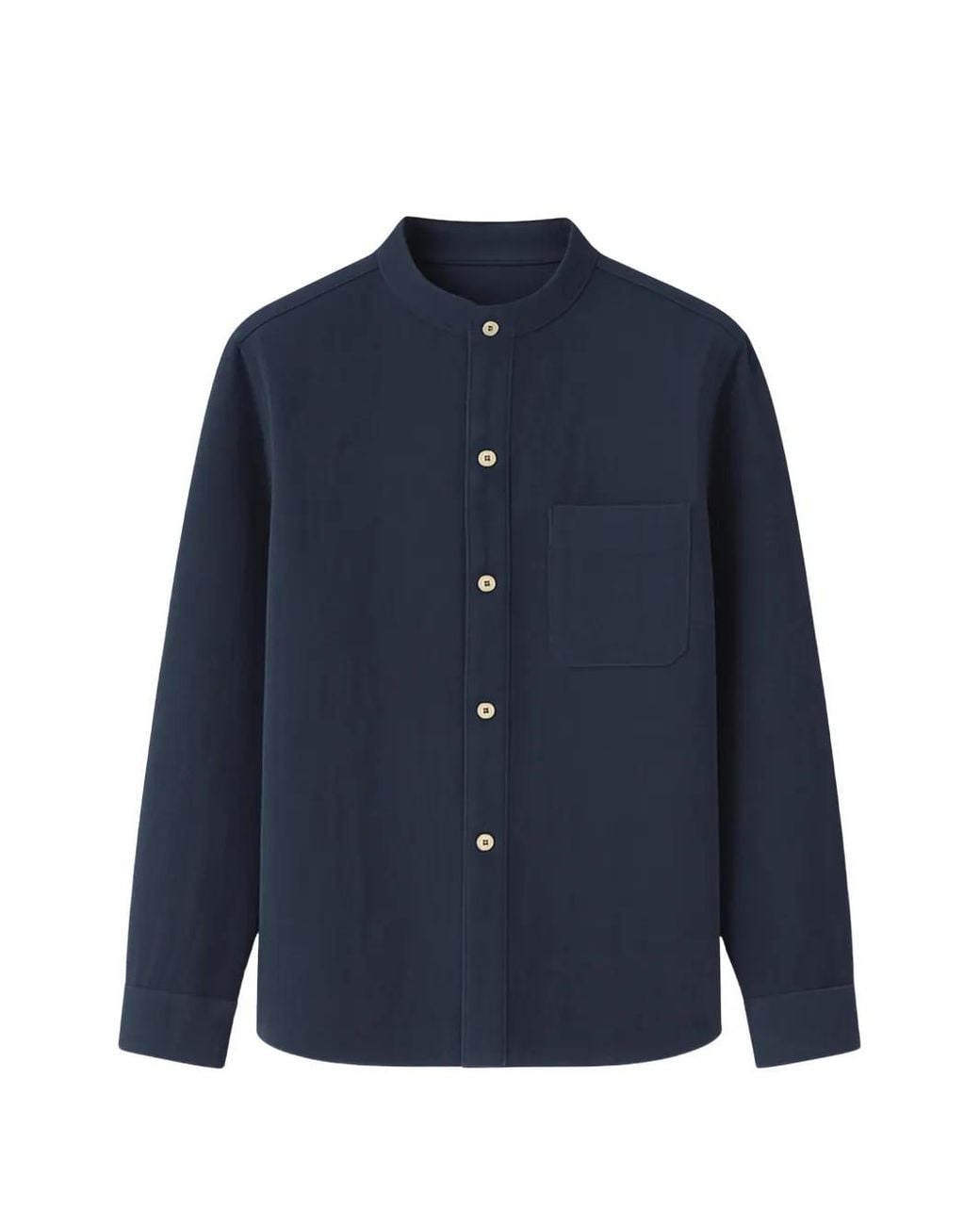 Commas Blue Stand-Collar Long-Sleeve Shirt for men