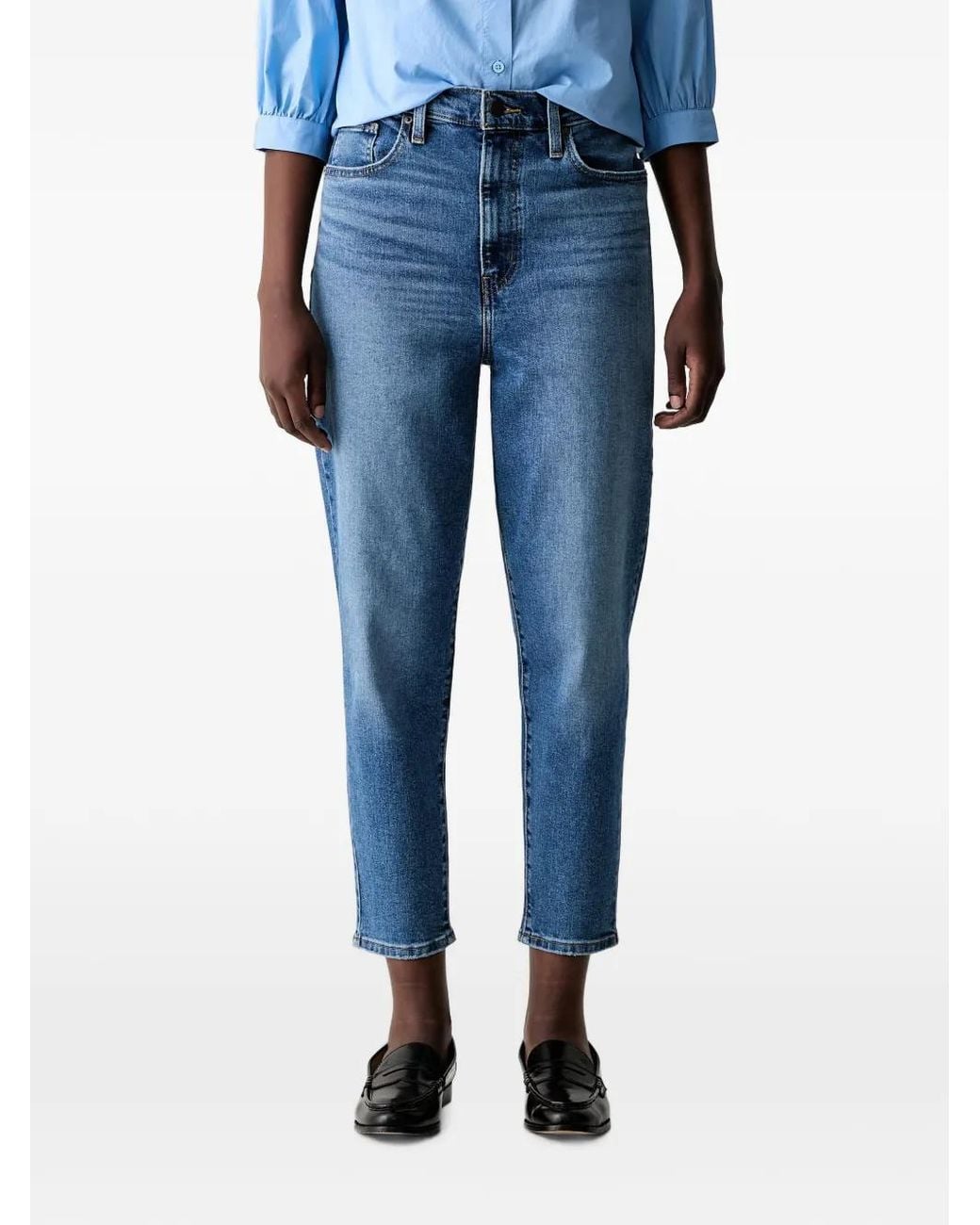 Levi's Blue High-Waisted Cropped Jeans