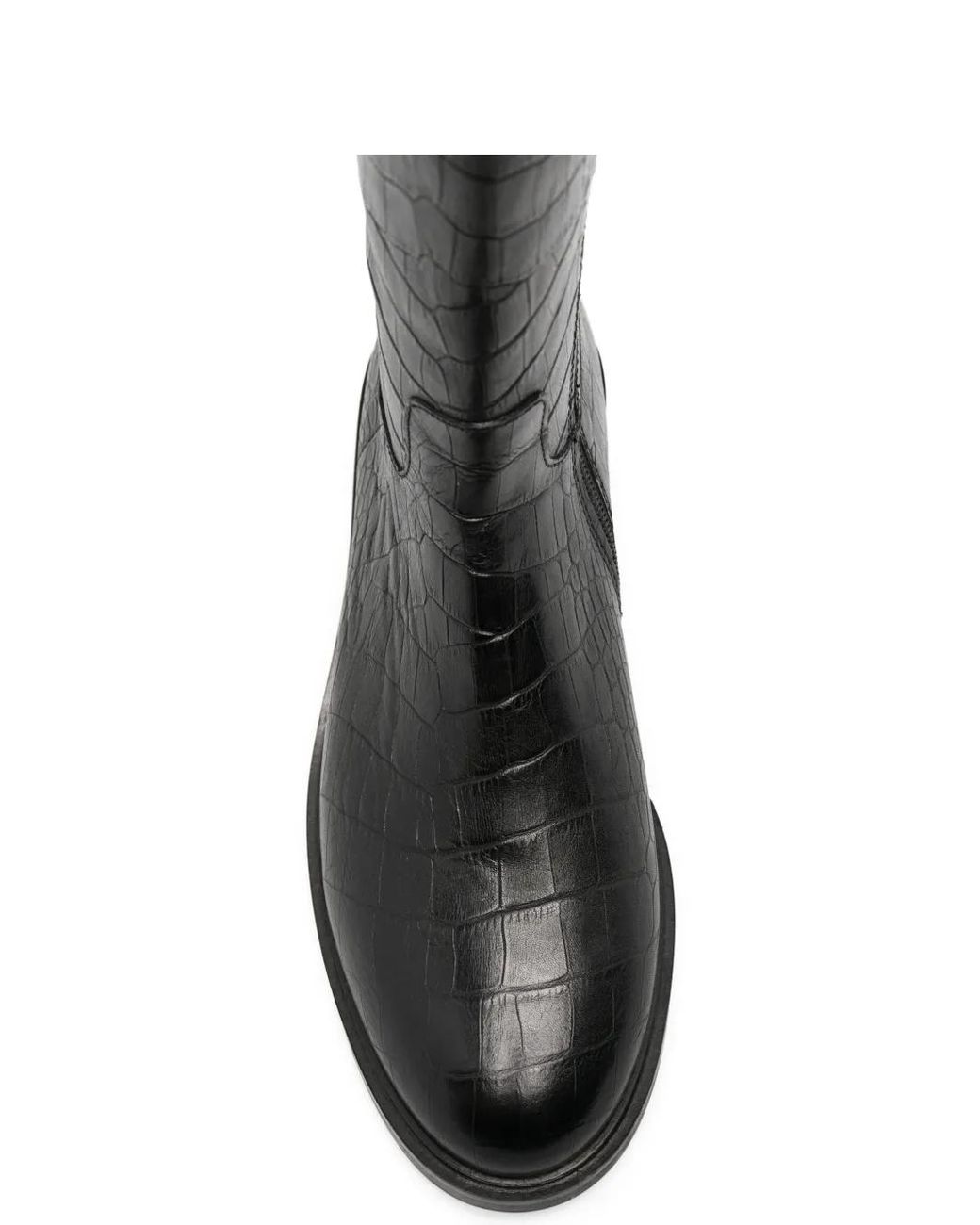 ADRIANNA FERETTI Black Croc-Effect Knee-High Boots