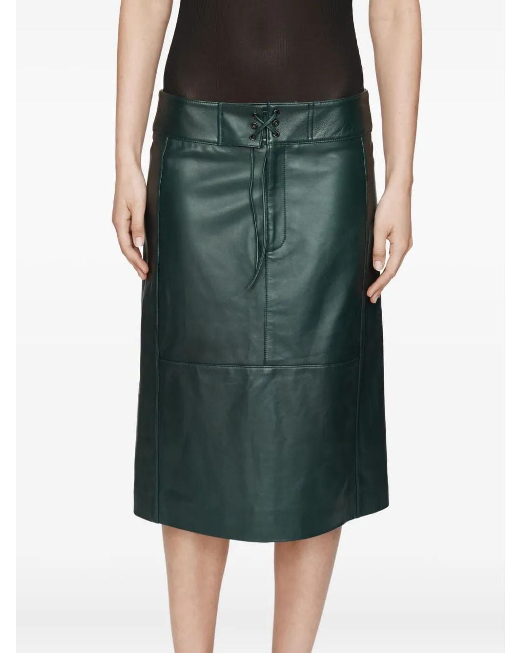 Christopher Esber Green Eddie Panelled Leather Midi Skirt