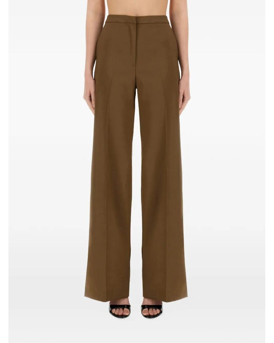PT Torino Brown Diana Wide-Leg Trousers