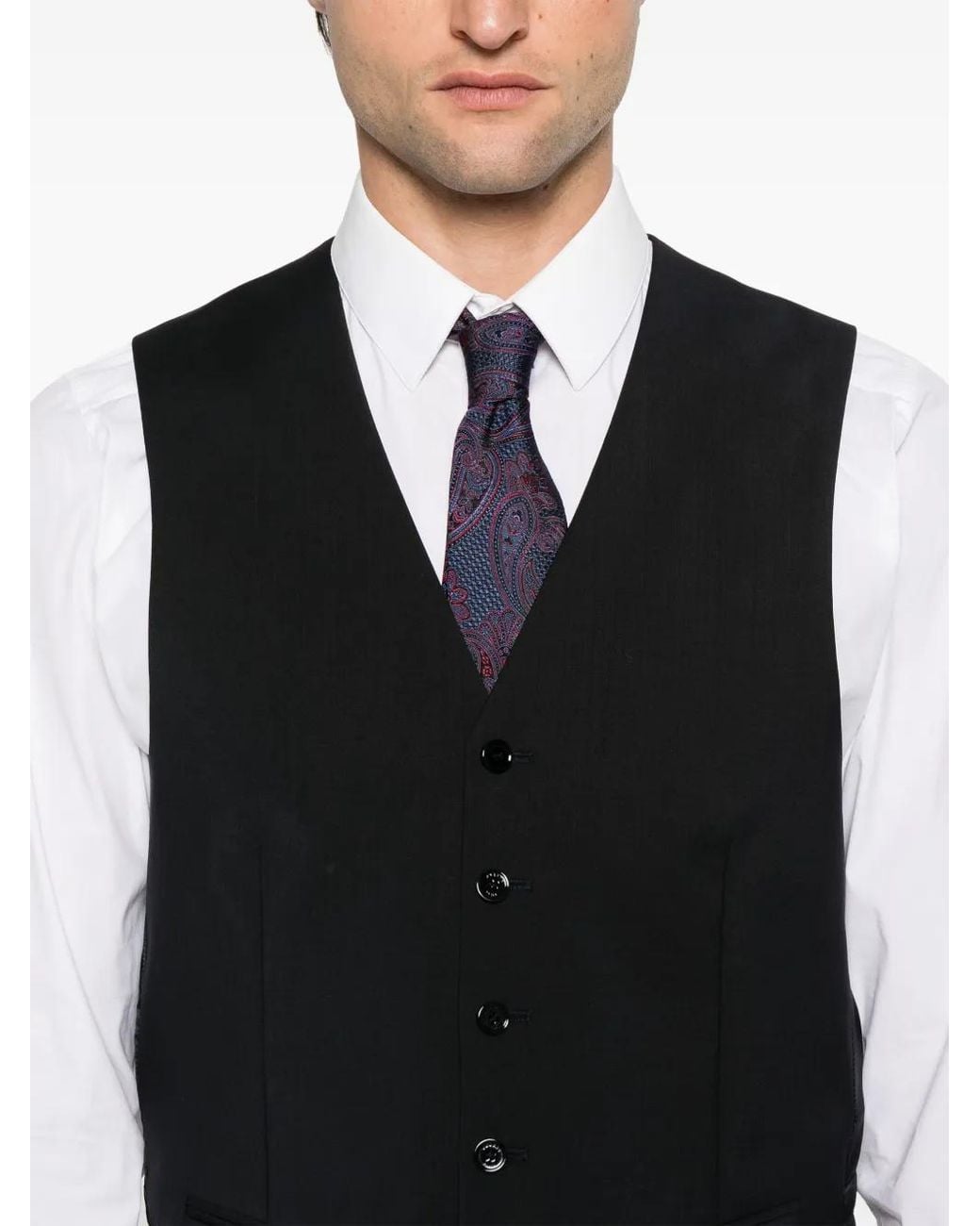 Fursac Black V-Neck Waistcoat for men