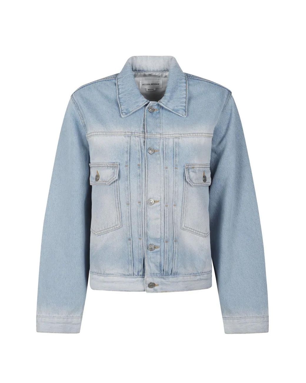 Victoria Beckham Blue Logo-Patch Denim Jacket