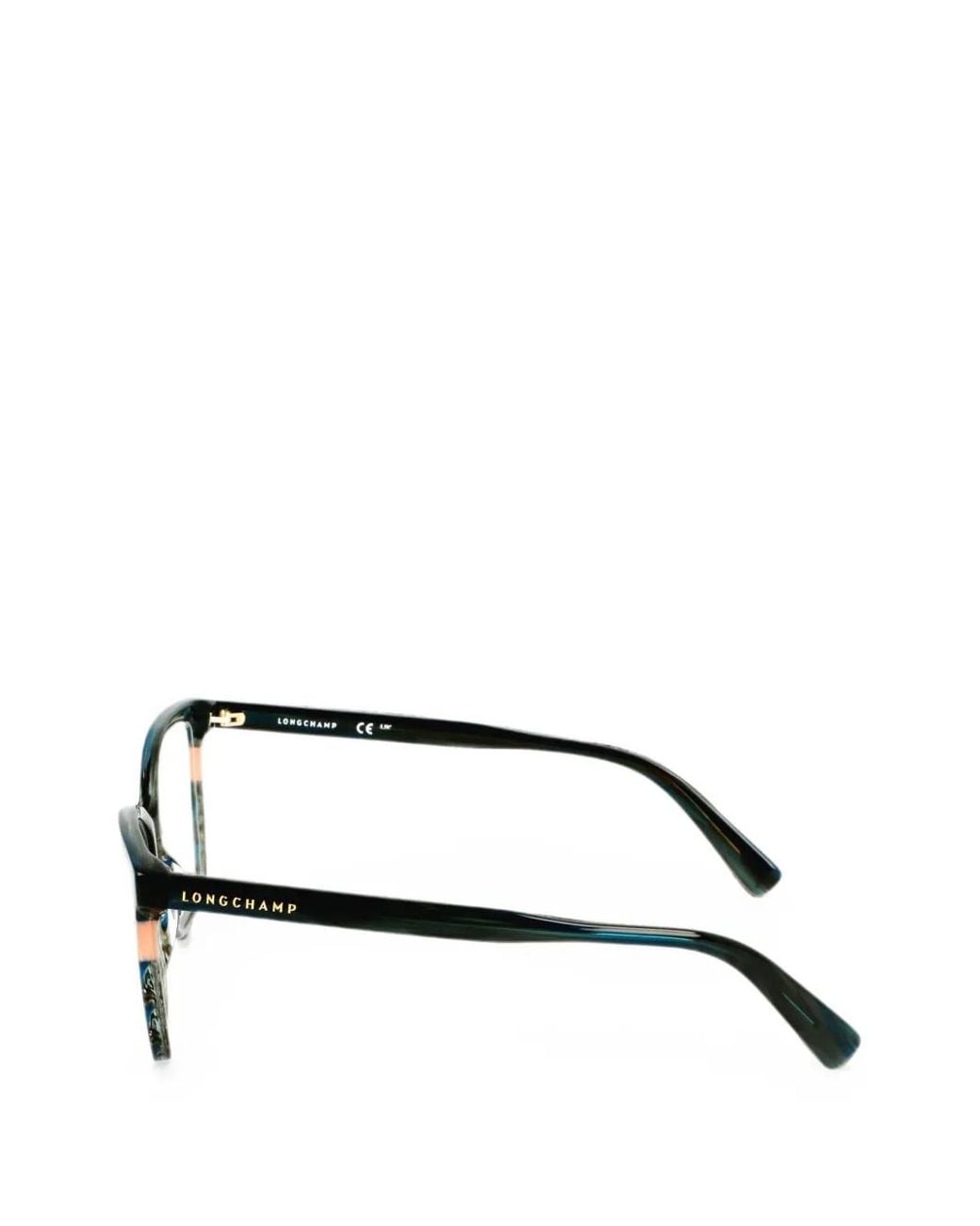 Longchamp Green Striped Rectangle-Frame Glasses
