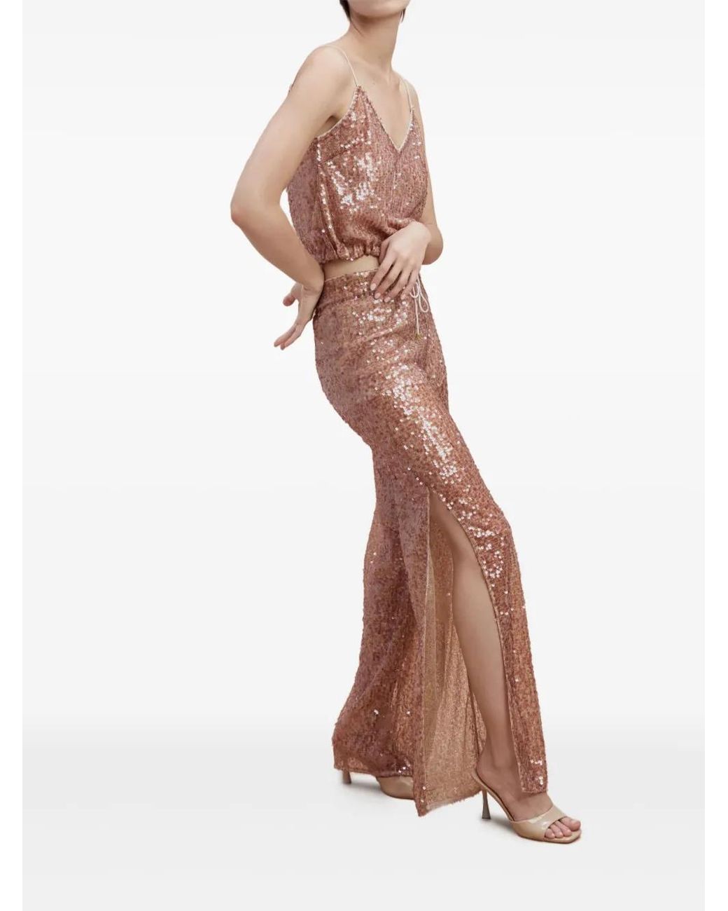 SANA OSMANI Natural Priapre Sequin Side-Split Trousers