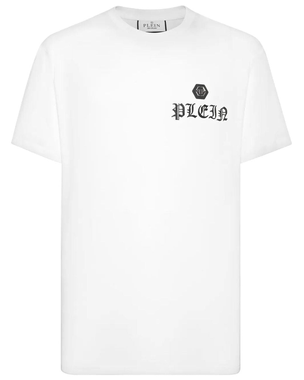 Philipp Plein White Skull Crystal-Embellished T-Shirt for men