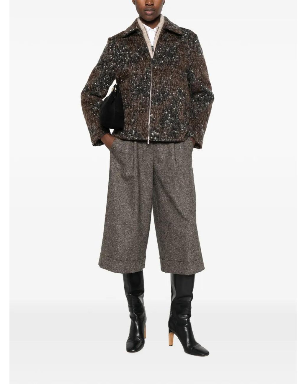 Peserico Brown Zip-Up Collared Jacket