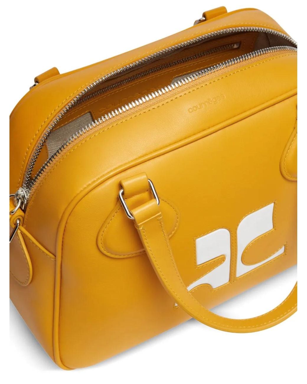 Courreges Yellow Reedition Leather Bowling Bag