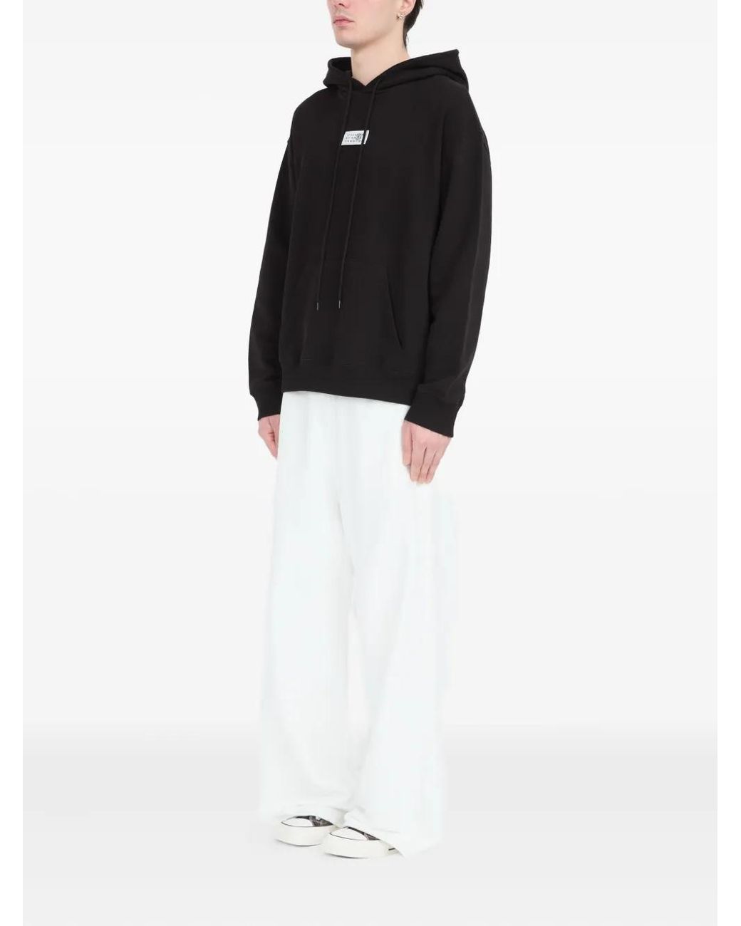 MM6 by Maison Margiela Black Hoodie Sweatshirt With Adjustable Drawstring for men
