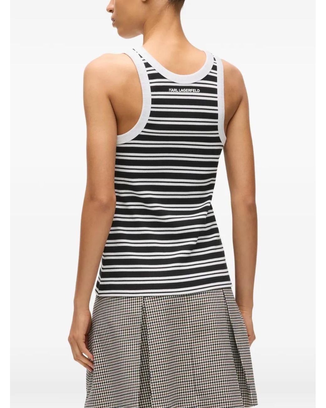 Karl Lagerfeld Black Ikon Striped Tank Top