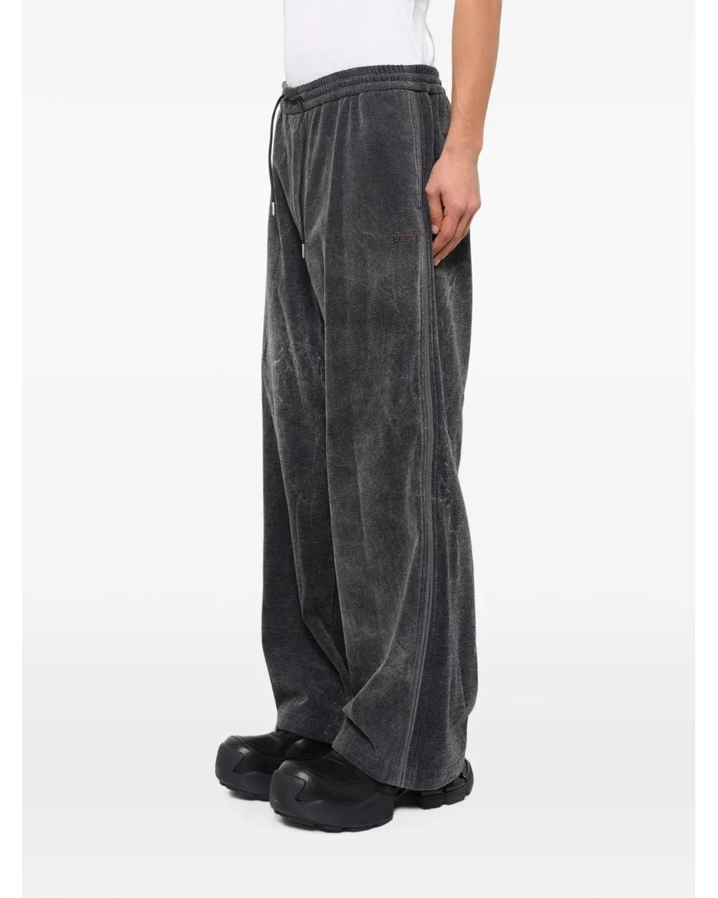 Juun.J Gray Soft-Touch Drawstring Trousers for men