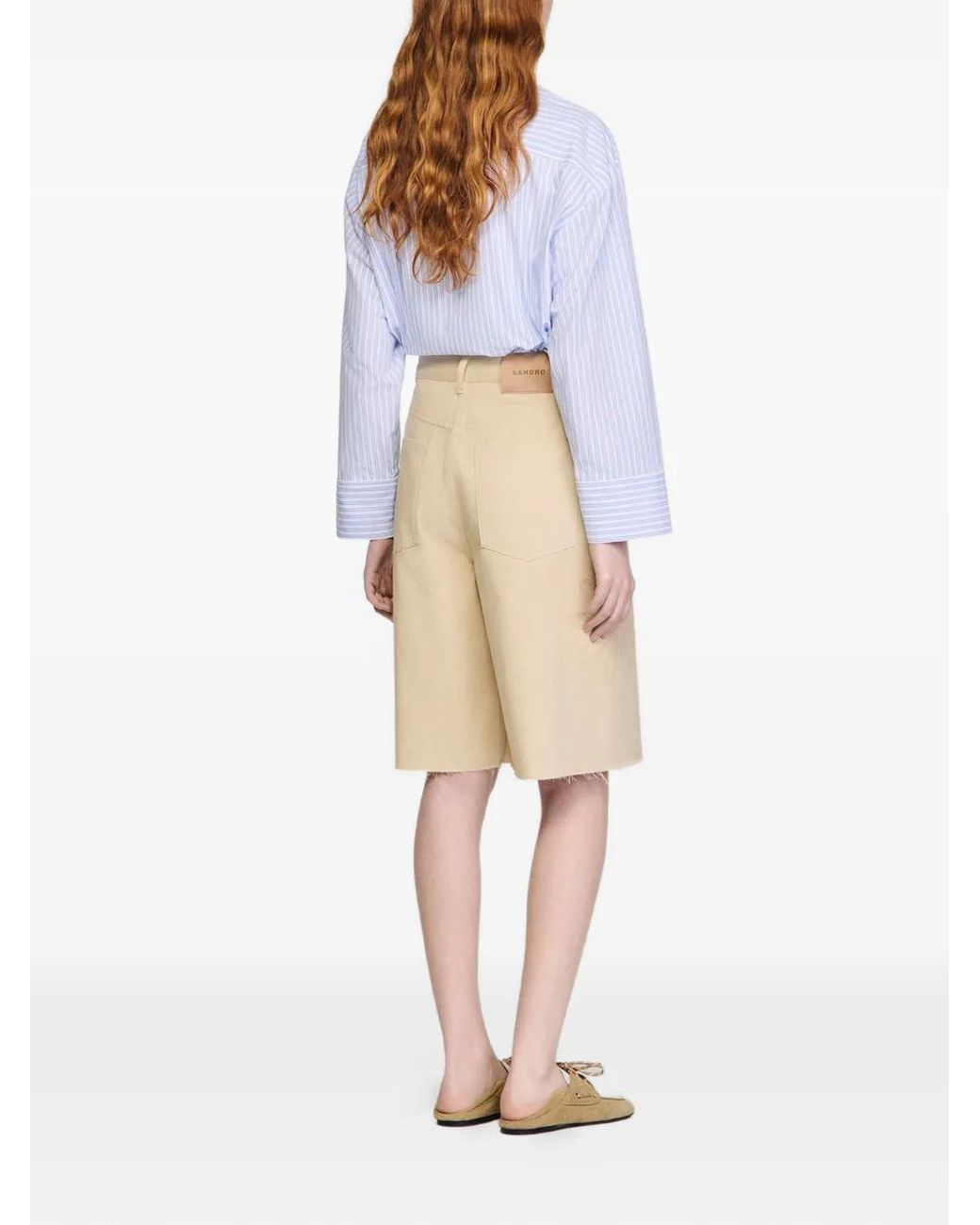 Sandro Natural Cotton Bermudas With Flower Details