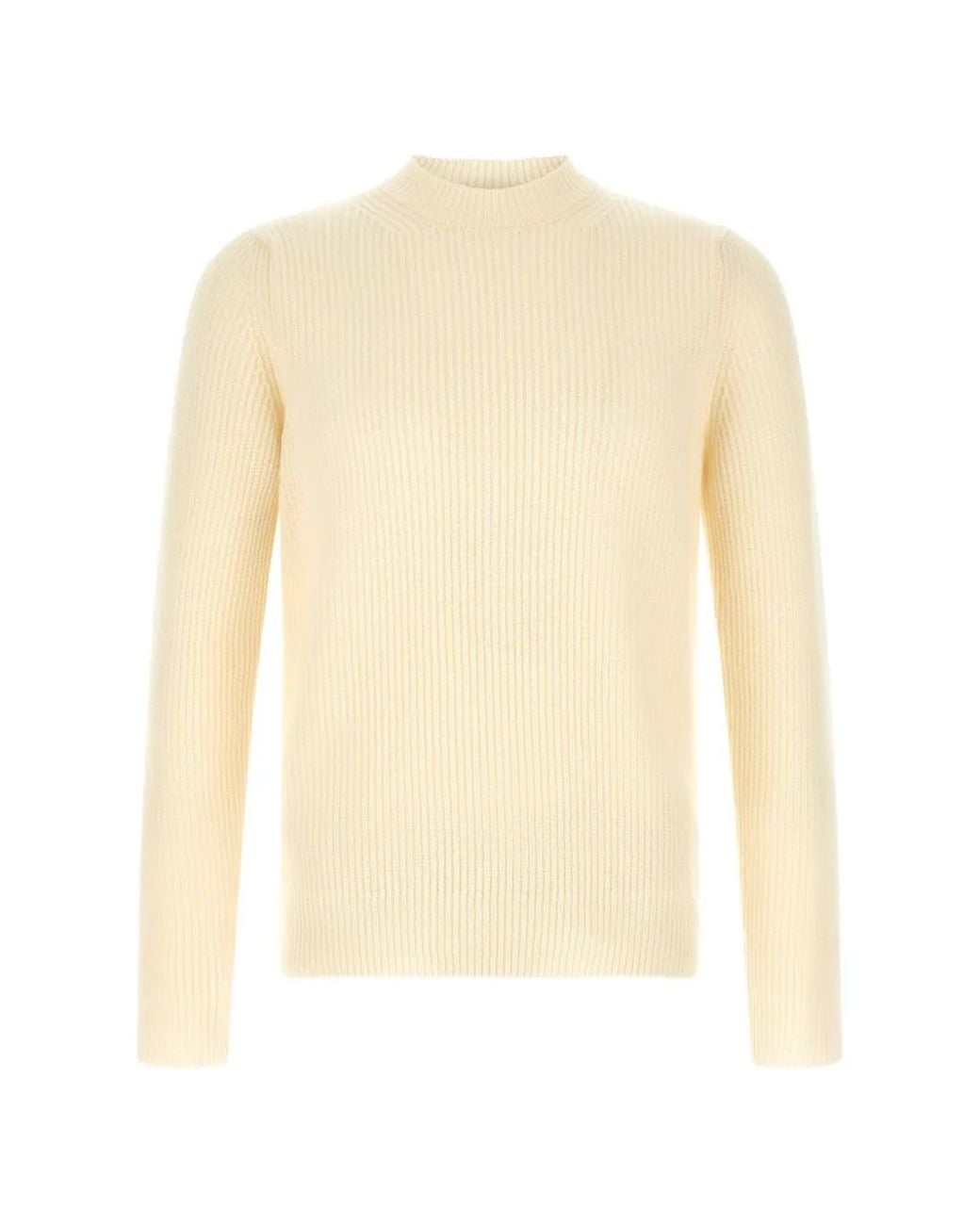 Zanone White Ribbed-Knit Virgin Wool Sweater for men