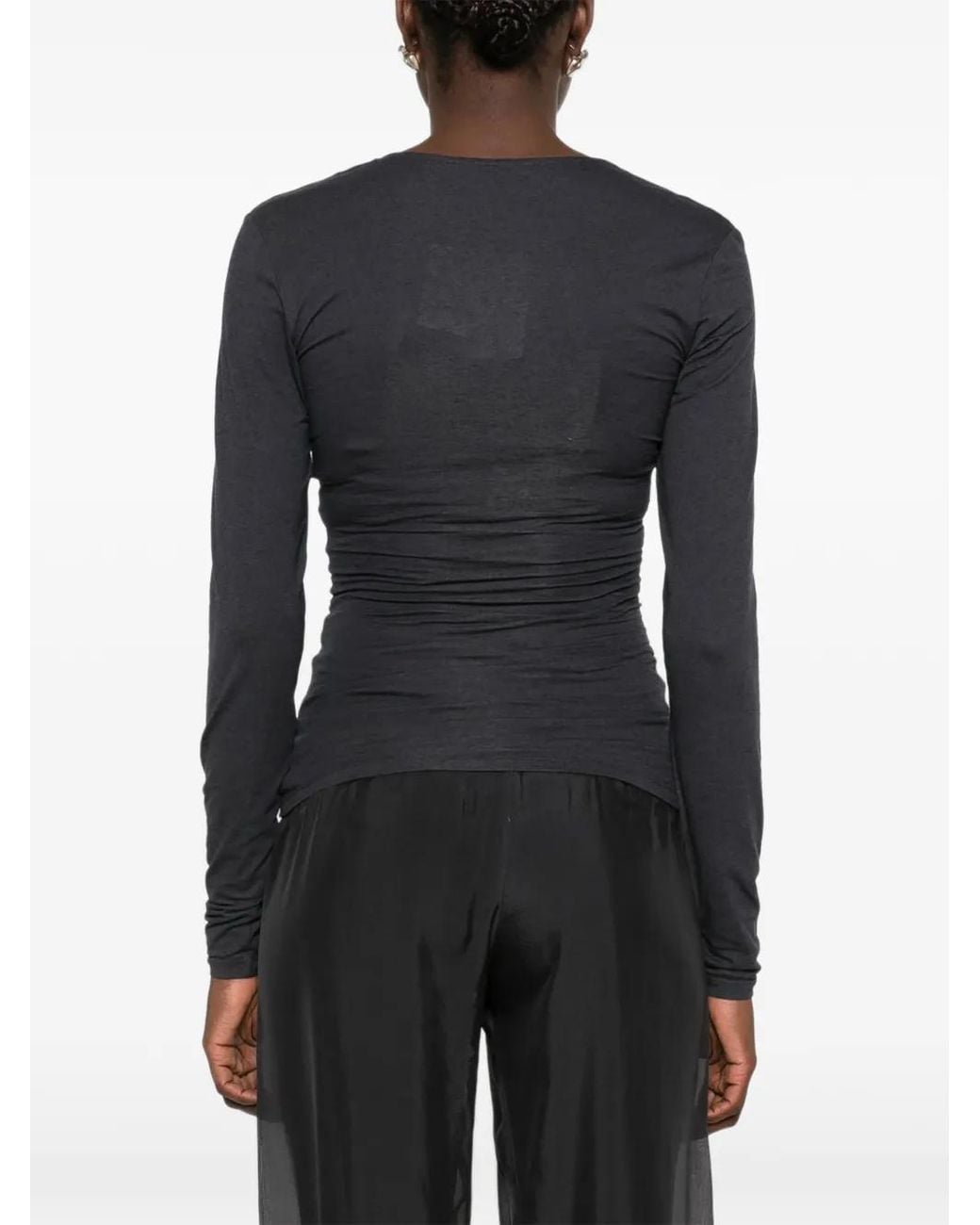 Paloma Wool Black Junco Ruched Cowl-Neck Top