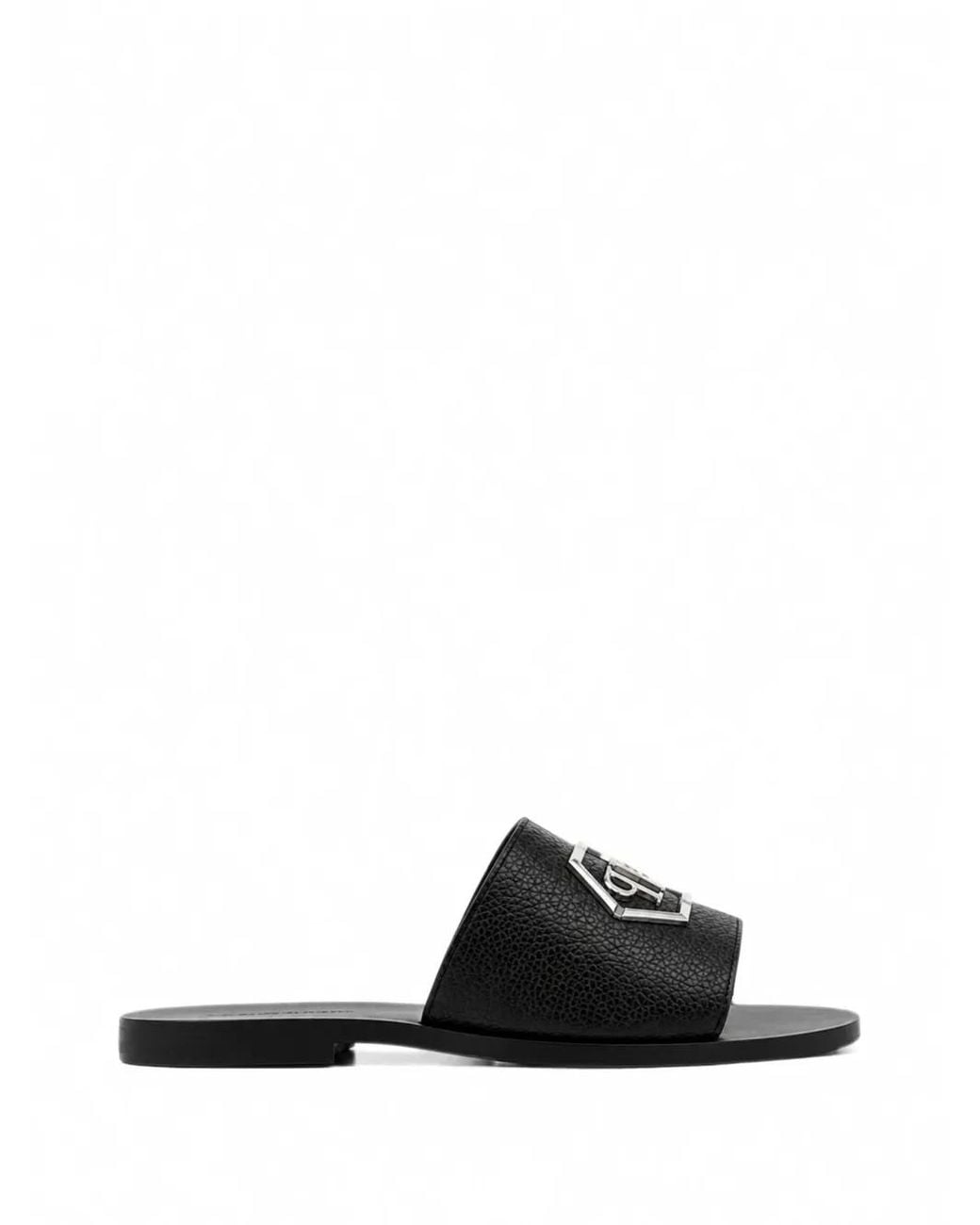 Philipp Plein White Sandales Big Hexagon En Cuir for men