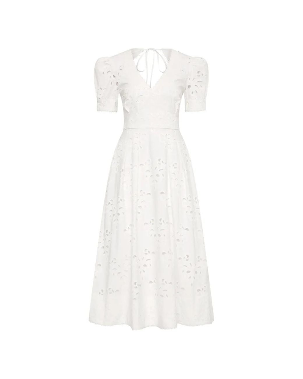 Rebecca Vallance White Artesan Short Sleeve Midi Dress