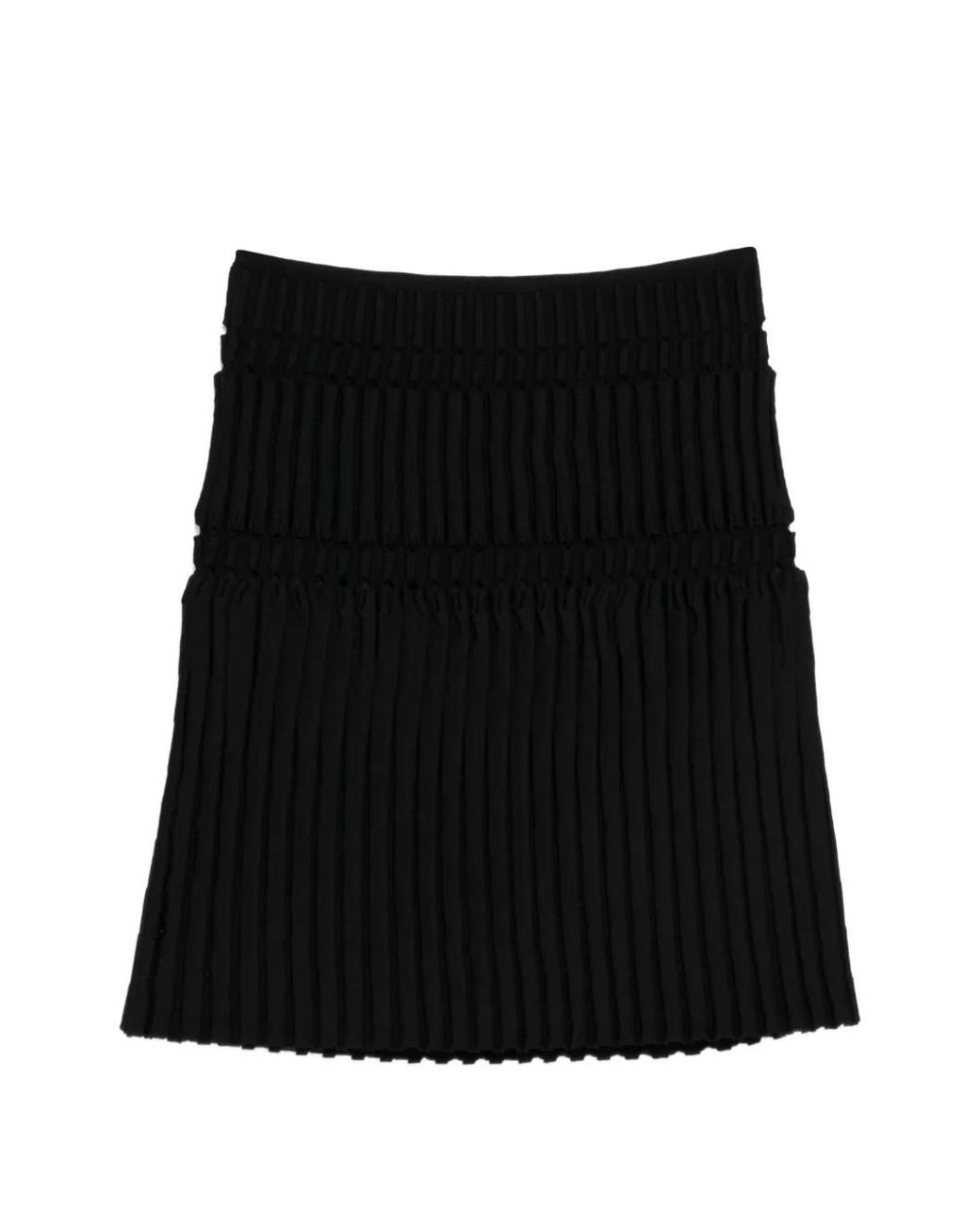 JNBY Black Geometric Pleated A-Line Skirt