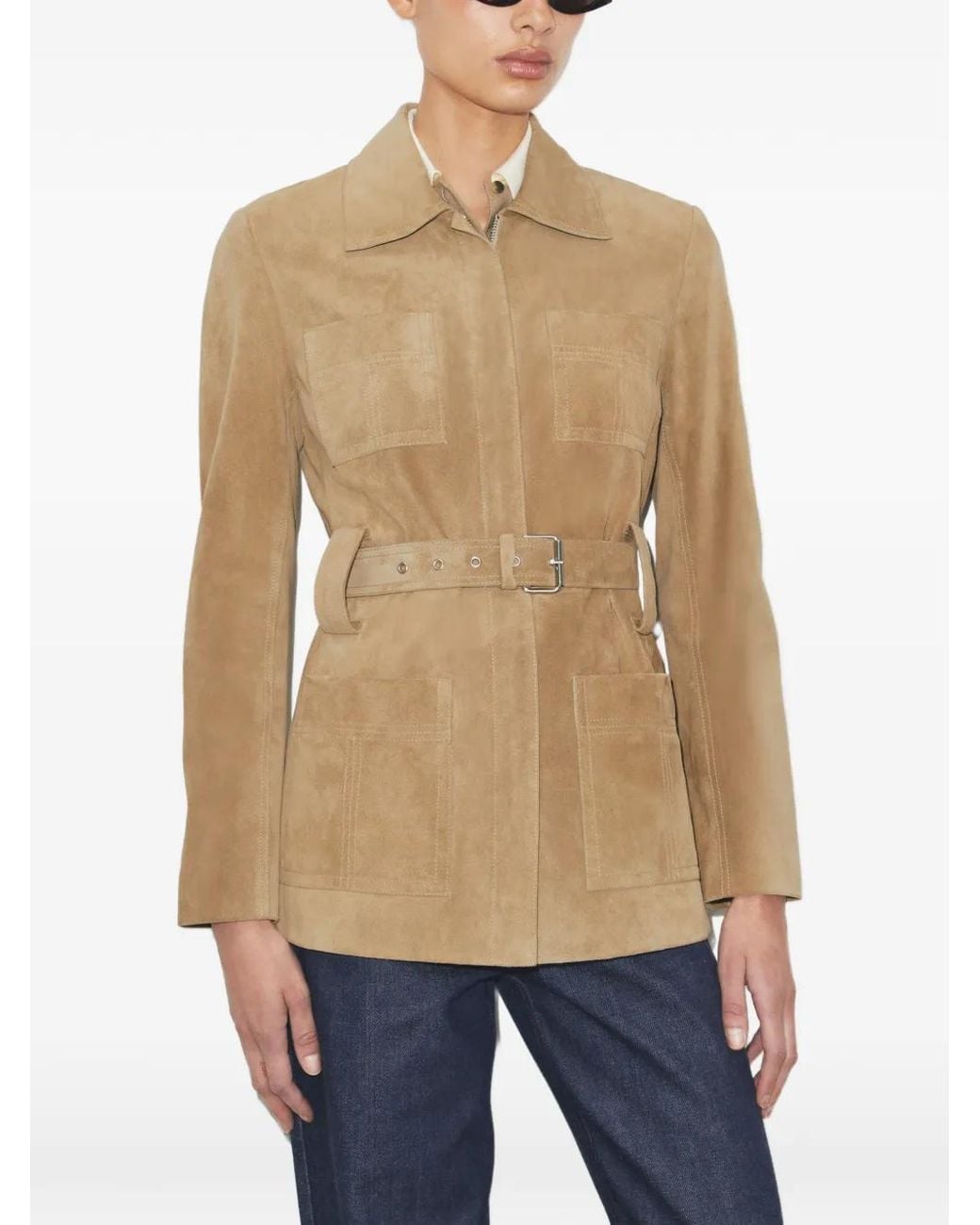 Tory Burch Natural Belted Suede Jacket
