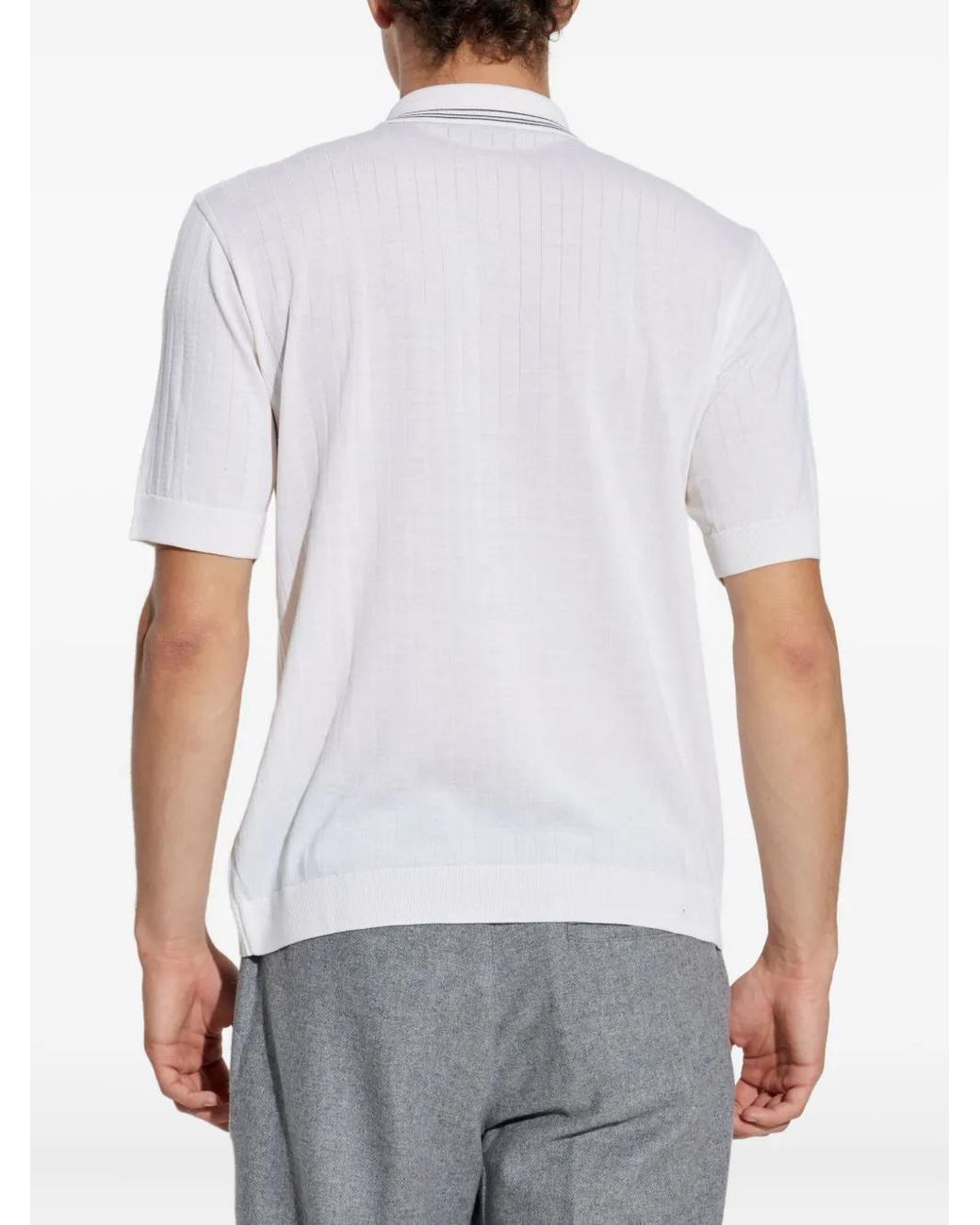 Paul & Shark White Ribbed Polo Shirt for men