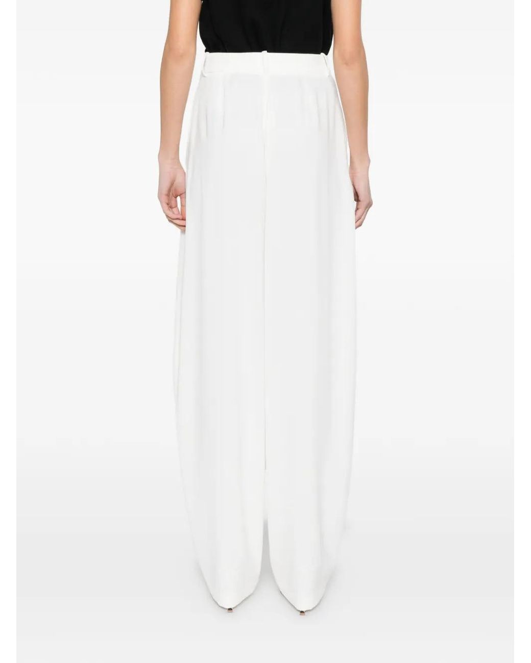 Elisabetta Franchi White Pantalon Léger En Crêpe