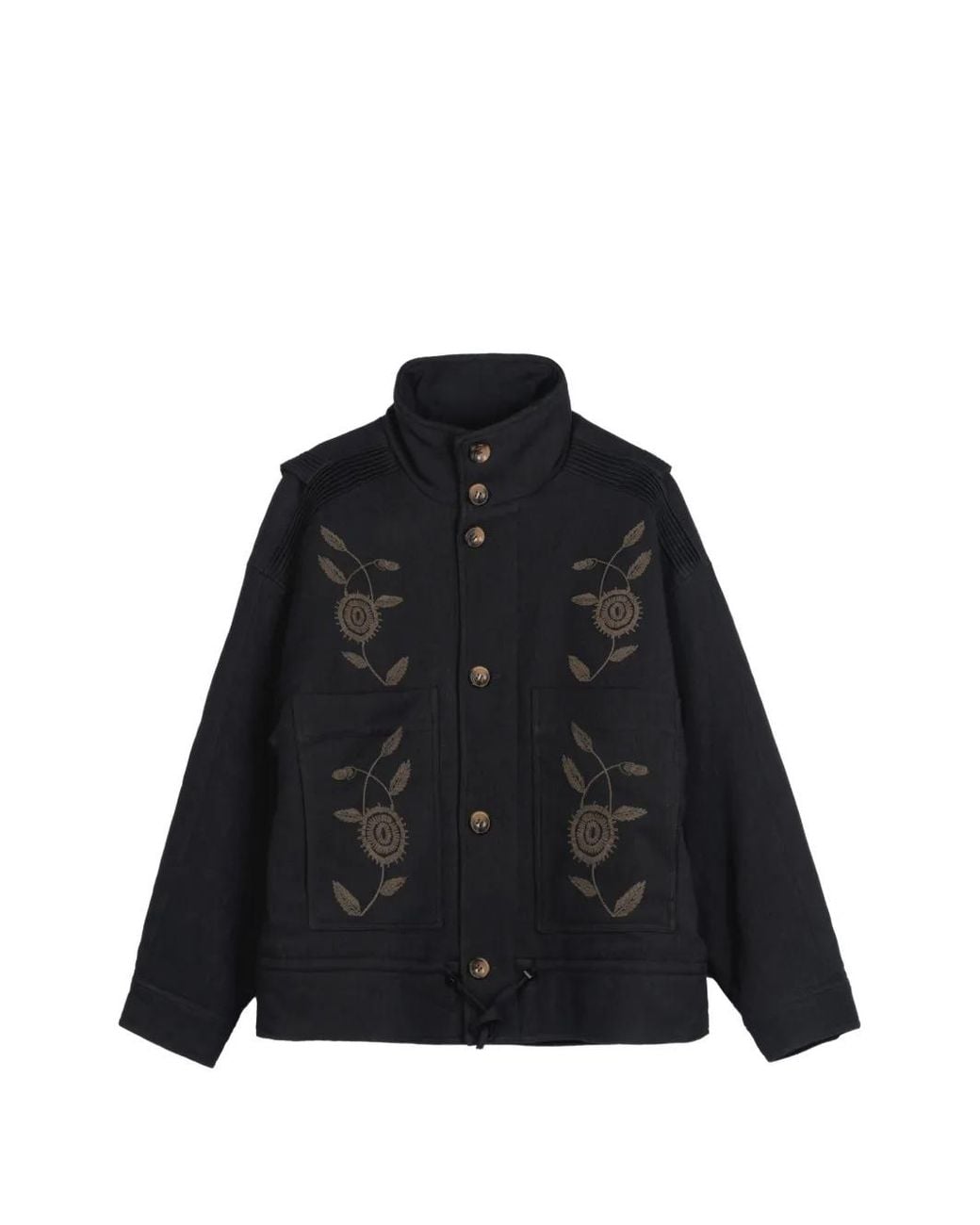 Antik Batik Black Aristide Floral-Embroidered Jacket