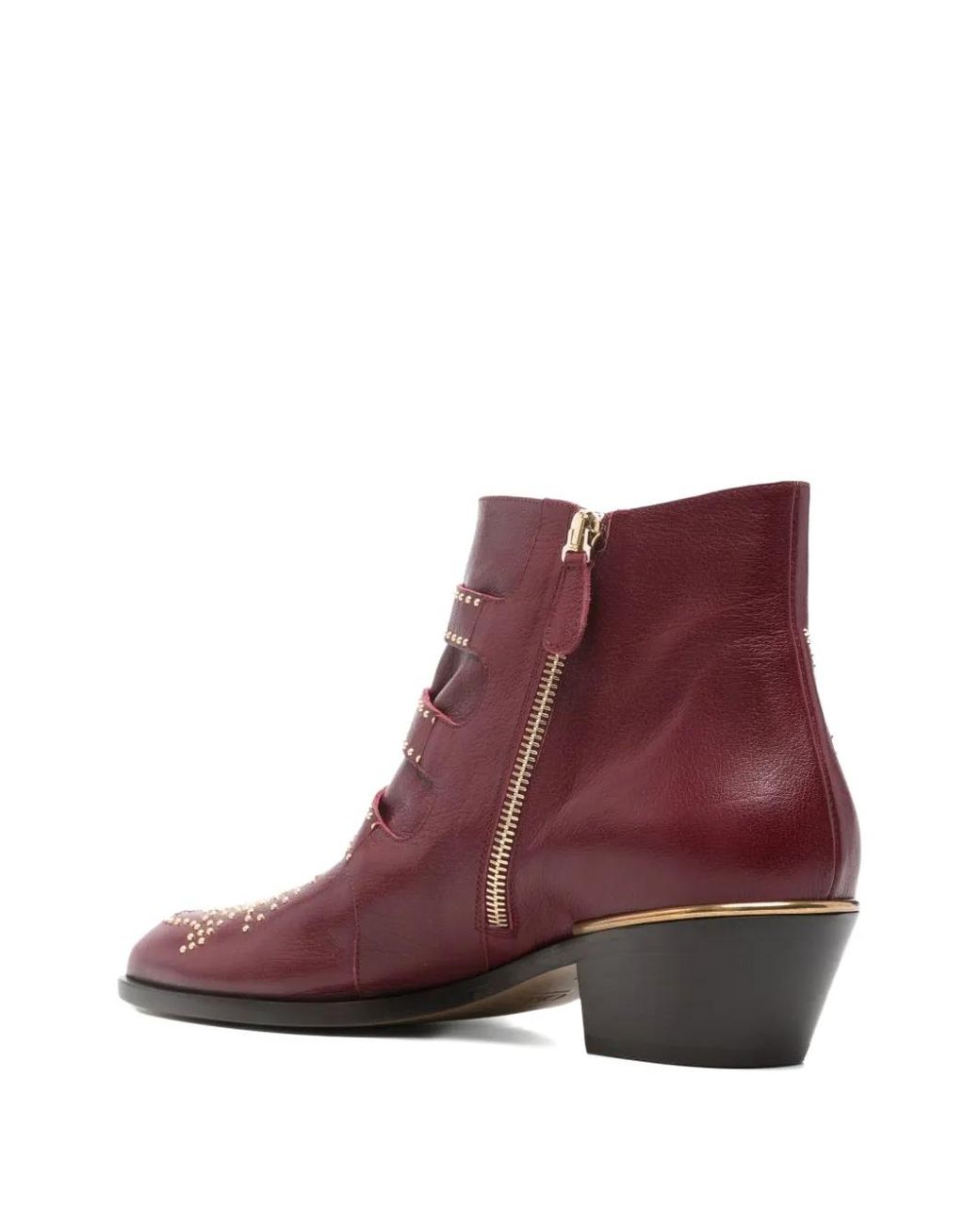 Chloé Purple Buckle-Fastening Embellished Boots