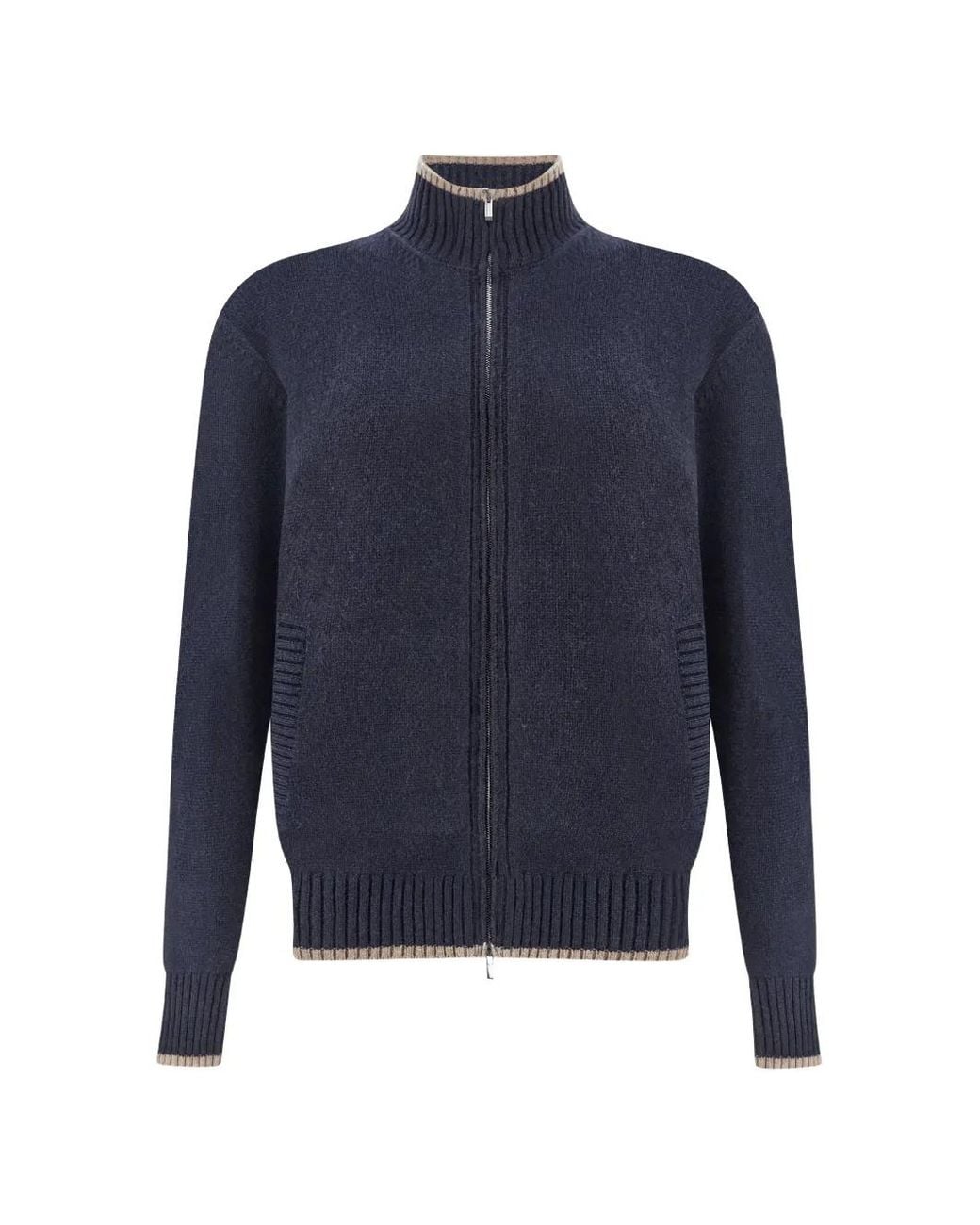 Paul & Shark Blue Zip-Up Cashmere Cardigan for men
