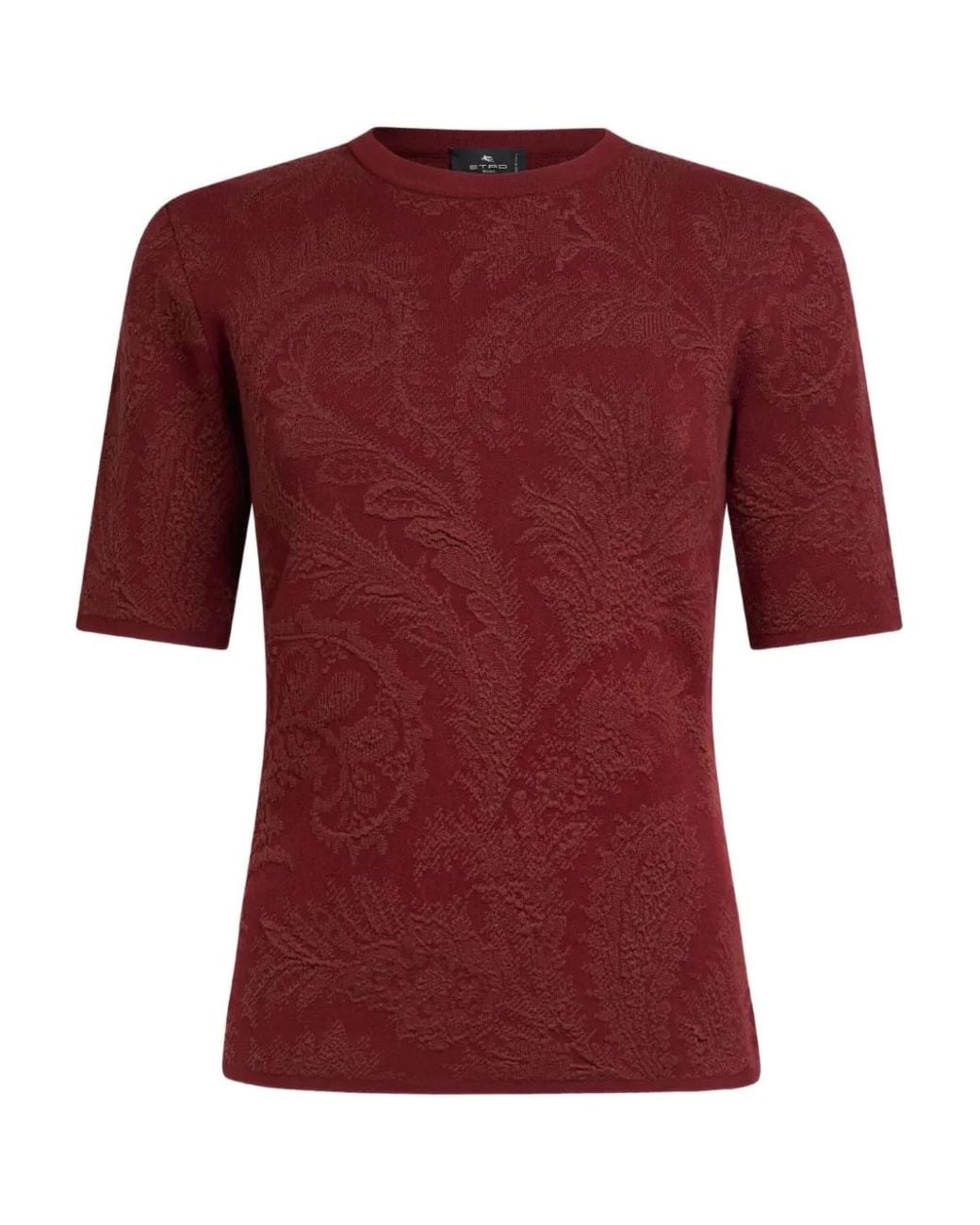 Etro Red Cotton-Blend Jacquard Sweater