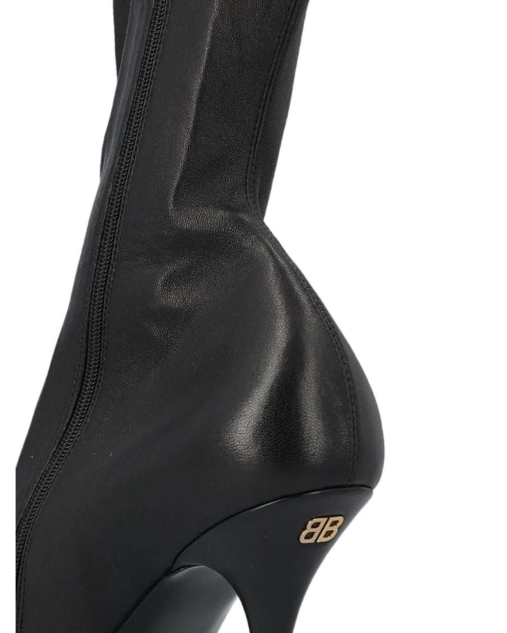 Balenciaga Black Avenue Point-Toe Logo-Plaque Boots