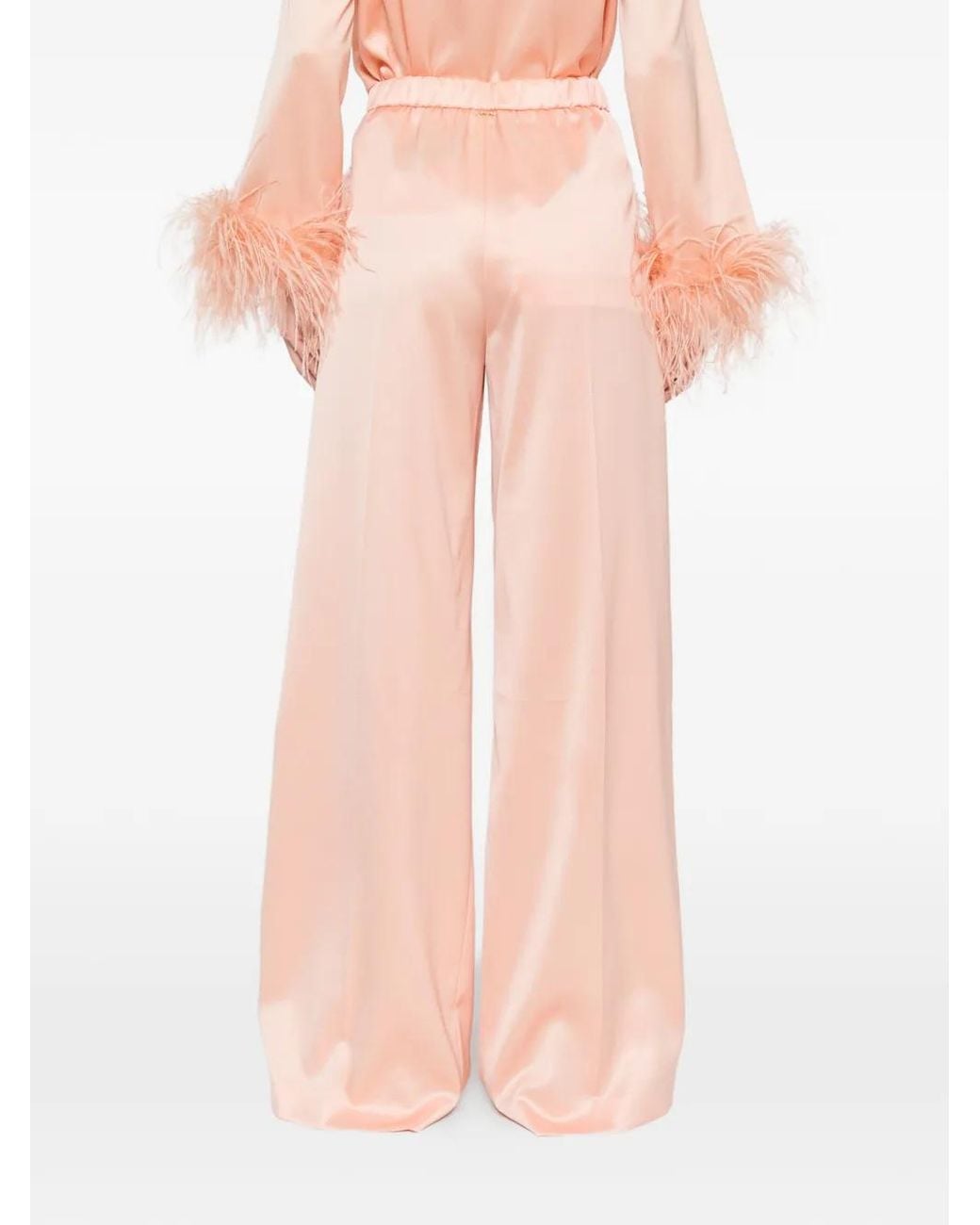 Twinset Satijnen Broek Met Wijde Pijpen in het Pink