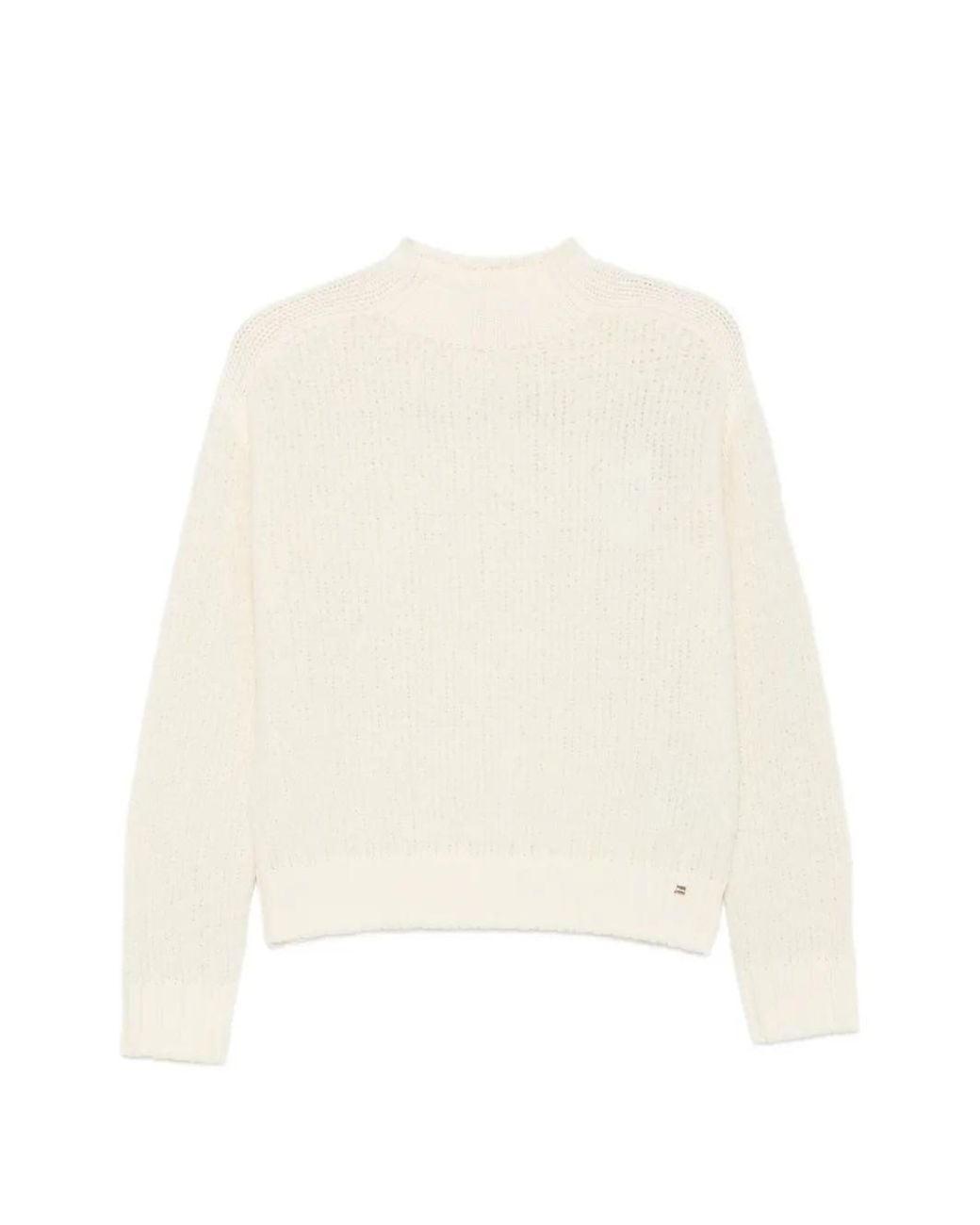 Herno White Bouclé Ribbed-Trim Sweater
