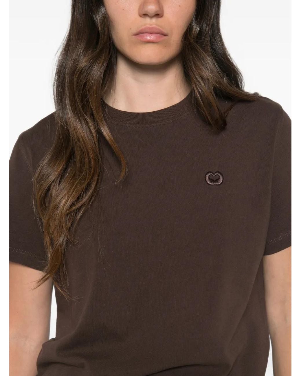 Maje Brown T-Shirt À Logo Brodé
