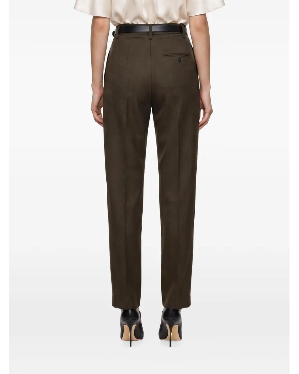 Victoria Beckham Gray Pressed-Crease Tailored Trousers