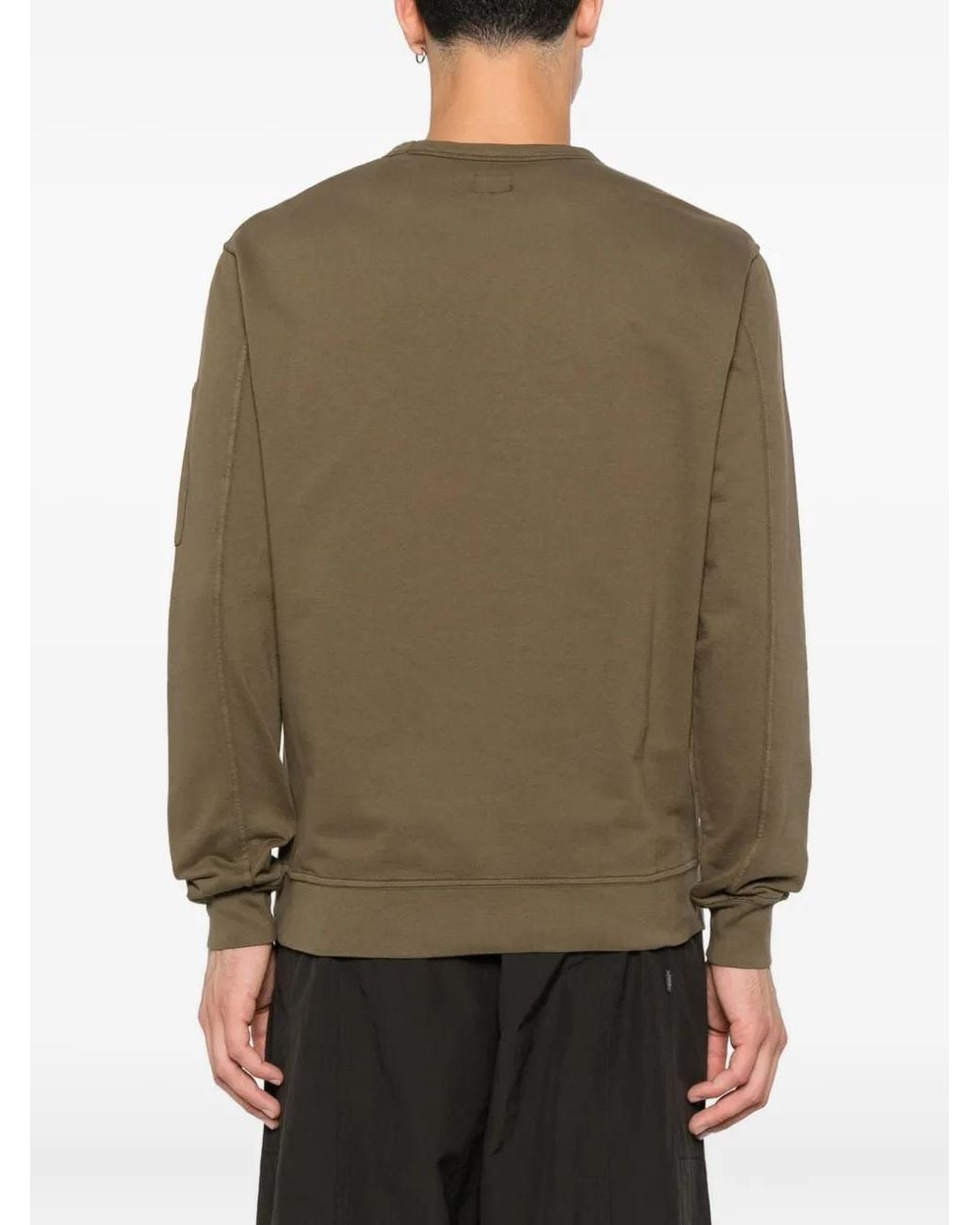 C P Company Green C.P.Company Light Fleece Crewneck Lens Sweatshirt for men