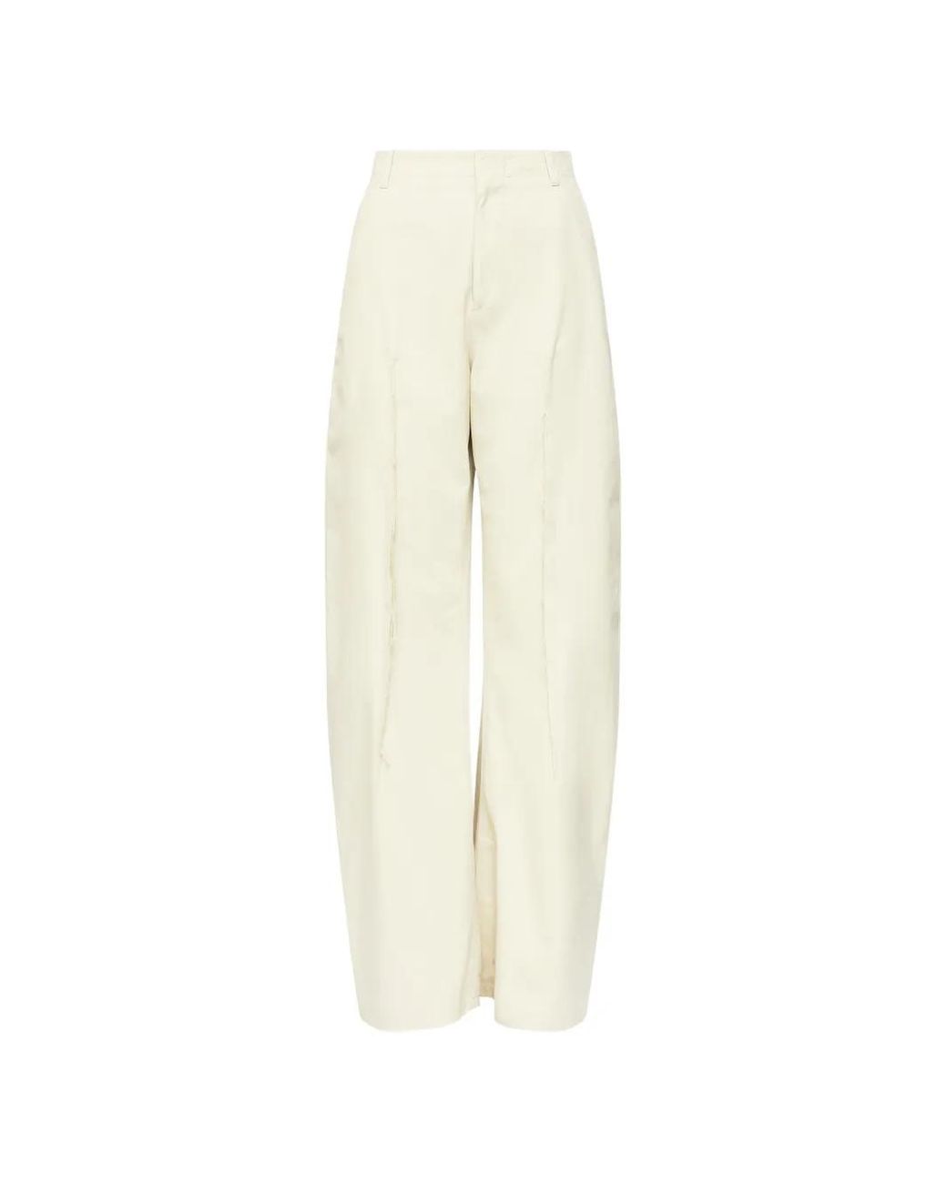 MM6 by Maison Margiela White Light Cotton Twill Wide-Leg Trousers