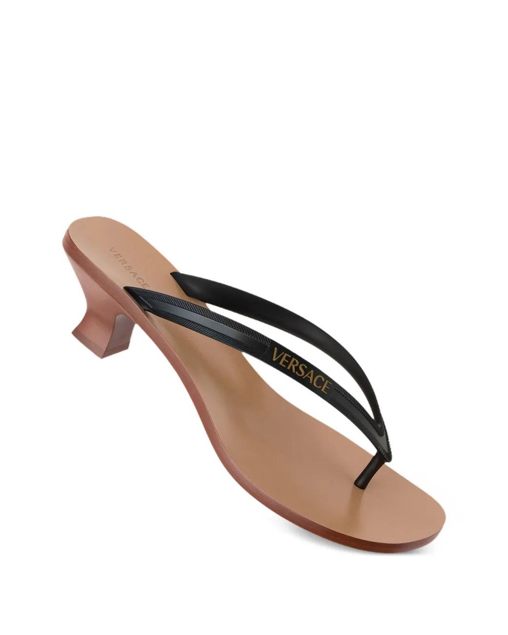 Versace Black Sophie Rubber Thong Sandals 40Mm