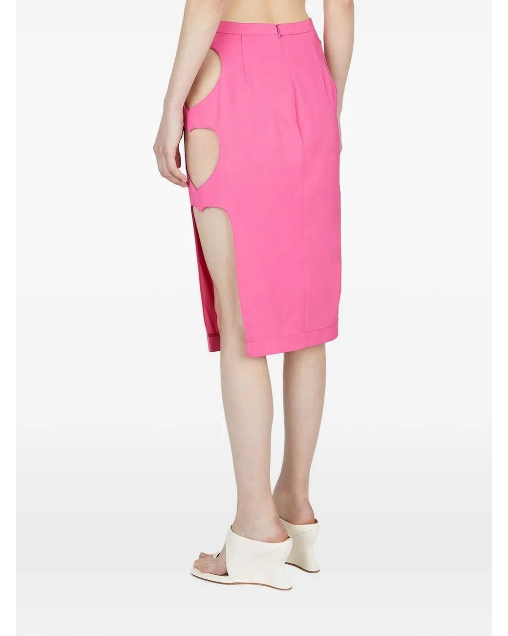Marco Rambaldi Pink Cut-Out Midi Skirt