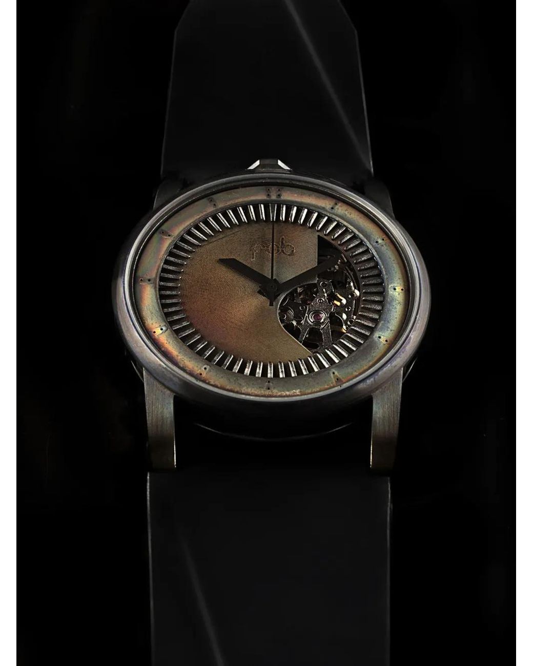 Fob Paris Black R413 Solid Torch Leather 41.3Mm for men