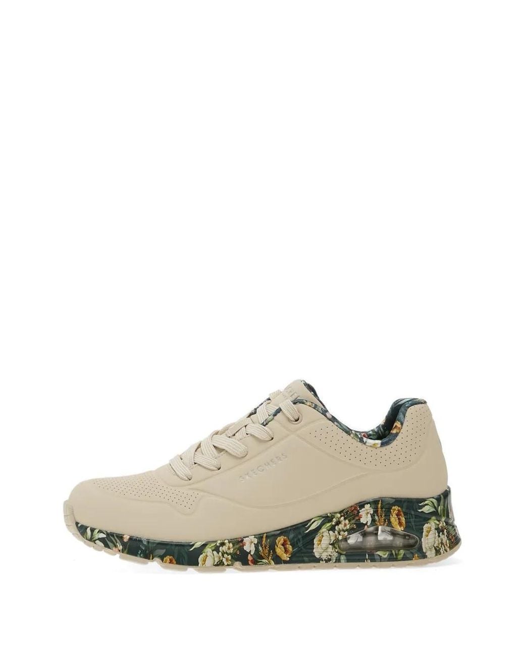 Skechers White Uno Floral-Print Perforated Sneakers