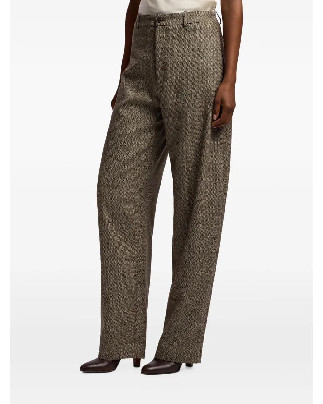 Ralph Lauren Natural Leandre Birdseye-Tweed Trousers