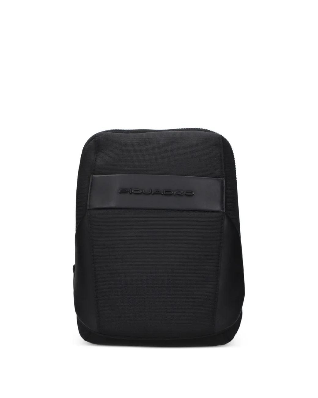 Piquadro Black Logo-Plaque Messenger Bag for men