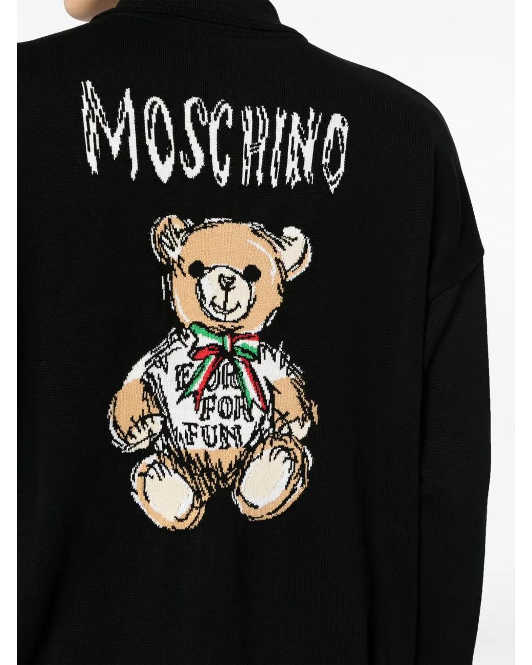 Moschino Black Archive Teddy Fine-Knit Cardigan for men