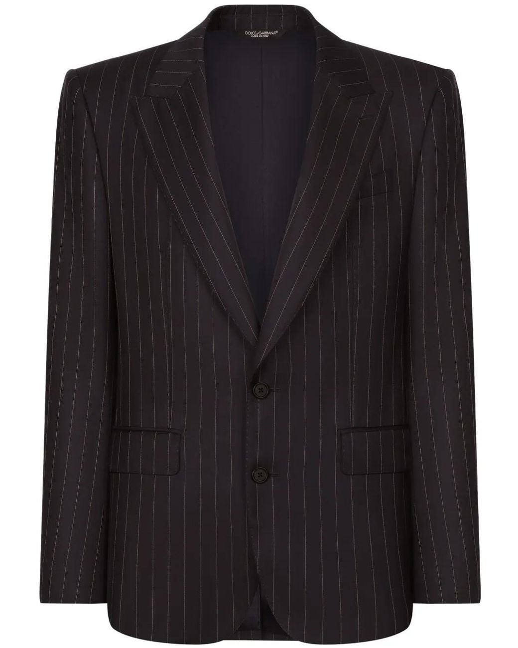 Dolce & Gabbana Black Striped Single-Breasted Blazer for men