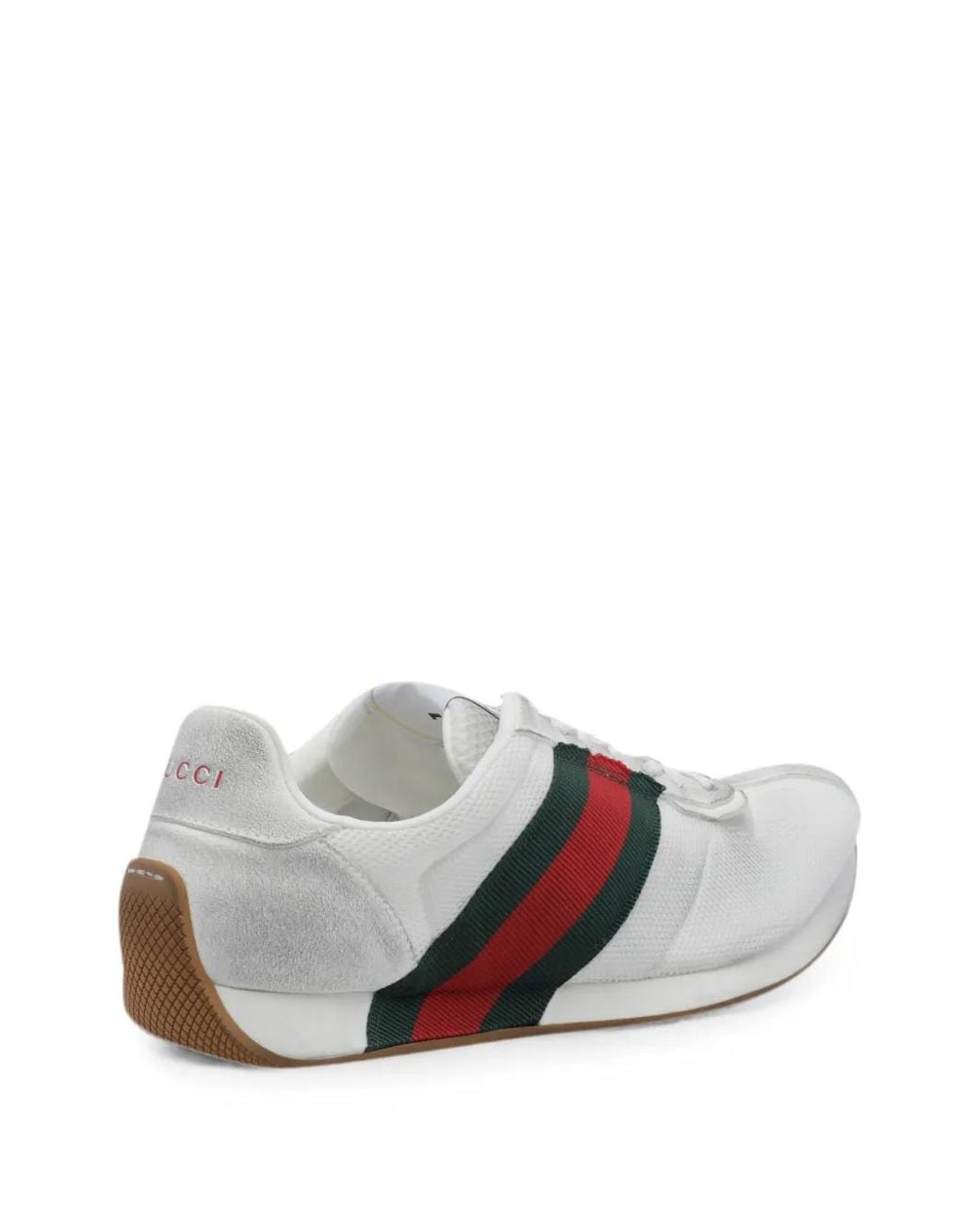Gucci White Tempo Web-Stripe Panelled Sneakers for men