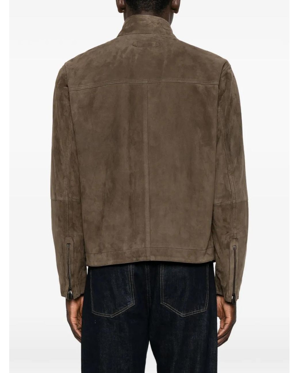 Brioni Brown Veste En Daim À Col Montant for men